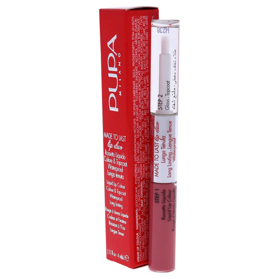 Pupa Milano Made To Last Lip Duo - Comfortable Liquid Lip Color with Top Coat - Waterproof - Long Lasting Hold - Ultra Shiny, Latex Effect Make-Up Result - 009 Sweet Pink - 0.13 Oz,I0111651