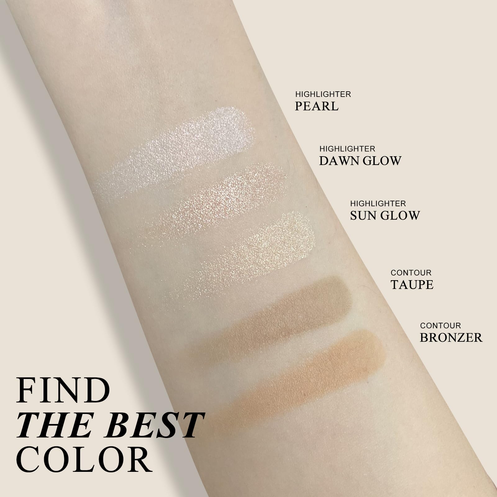 KYDA Face Highlighter Palette, High Glossy Face Illuminator Palette, Natural Glow Finish, Pearl Shimmer Smooth Baked Powder, Lasting Sparkling Highlighter Makeup-DAWN GLOW