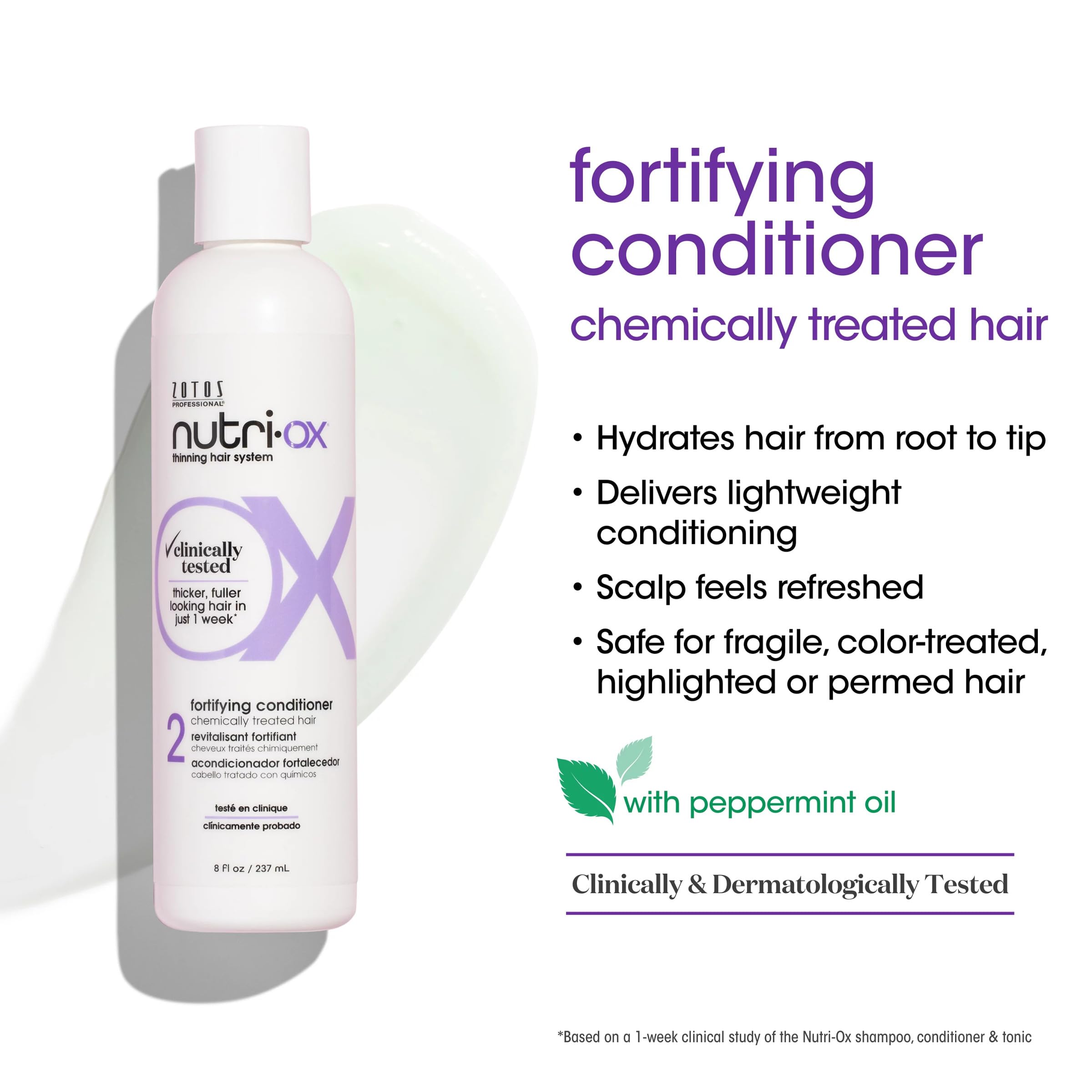 NUTRI-OX Starter Kit for Color-Treated Thinning Hair | Thicker, Fuller-Looking Hair | Peppermint | Clinically & Dermatologically Tested | 30 Day Supply