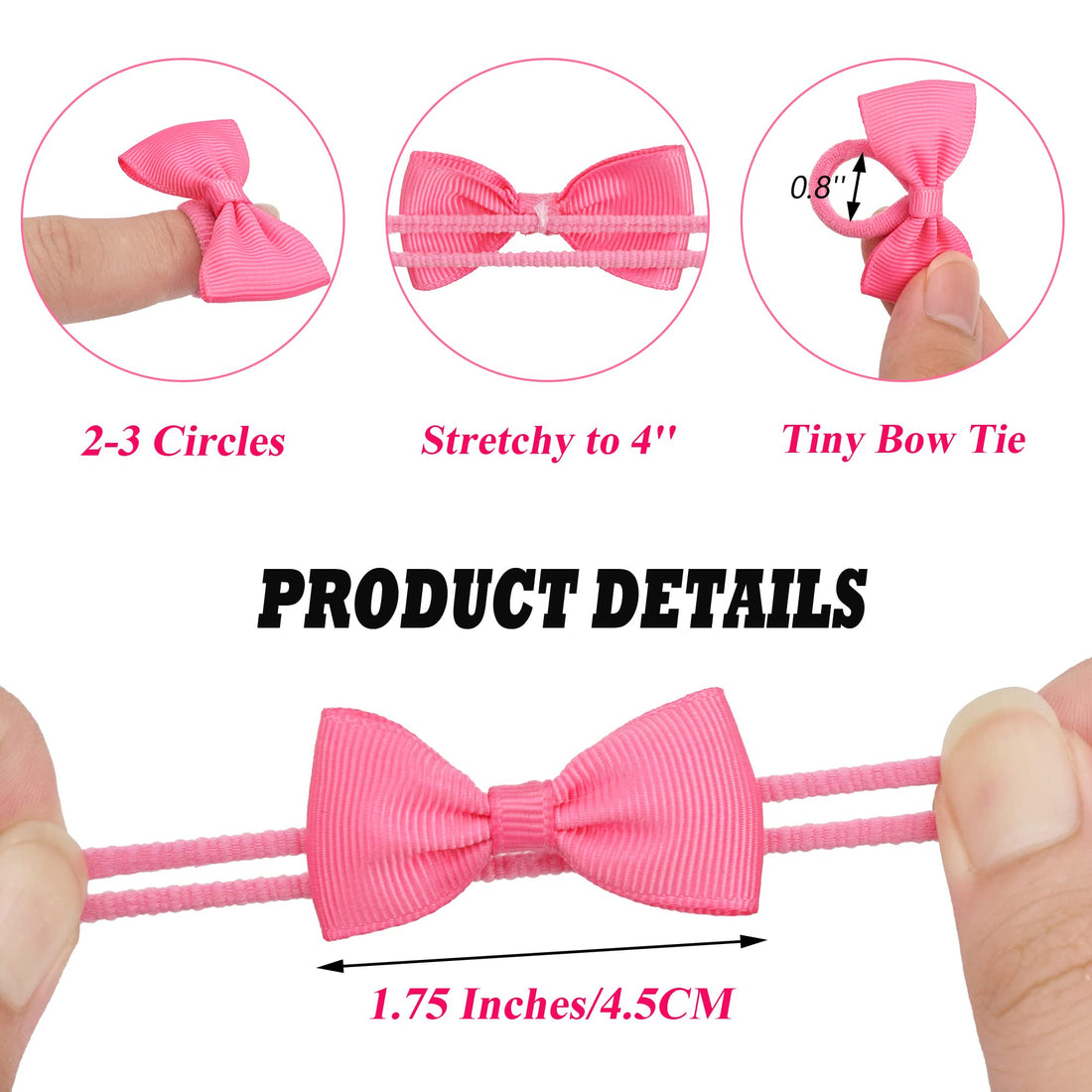 80PCS Tiny Hair Ties With Bows Baby Bows Rubber Bands Hair Ties Soft Elastics Ponytail Holders Hair Accessories for Infants Toddlers Baby Girls Multi-colored