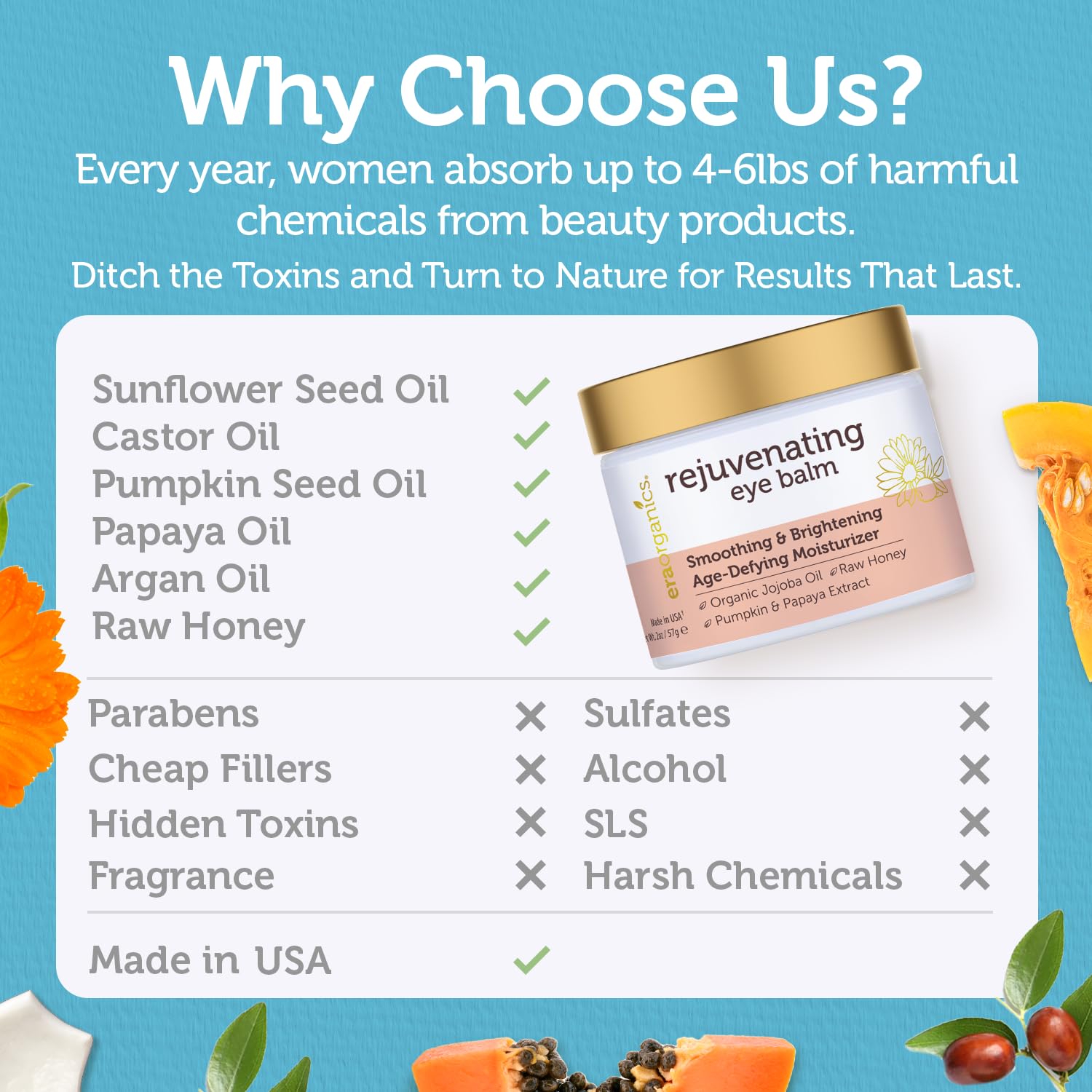 Rejuvenating Eye Cream (2oz.) Extra Nourishing & Moisturizing USDA Organic Anti Aging Eye Treatment for Dark Circles, Under Eye Bags, Puffiness & Wrinkles with Jojoba Oil, Argan Oil & More