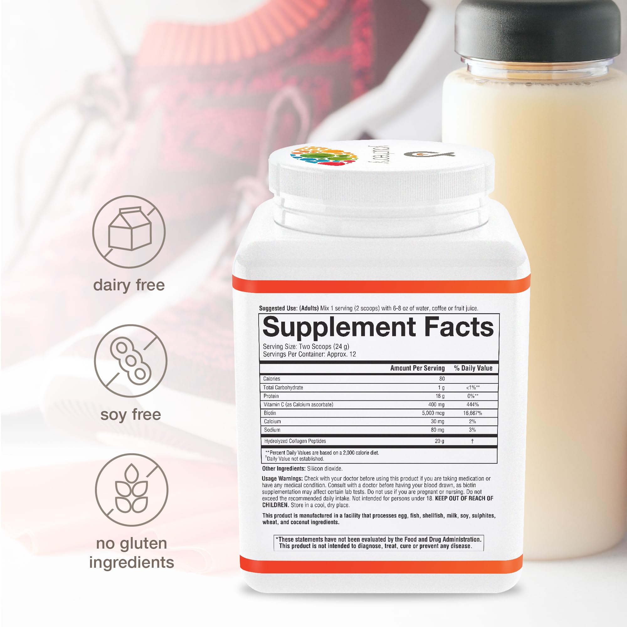 Youtheory Collagen Powder - Premium Collagen Supplement with Vitamin C & Biotin - Supports Healthy Hair, Nails, Skin & Joints* - Dairy, Soy & Gluten Free - Unflavored, 10 oz