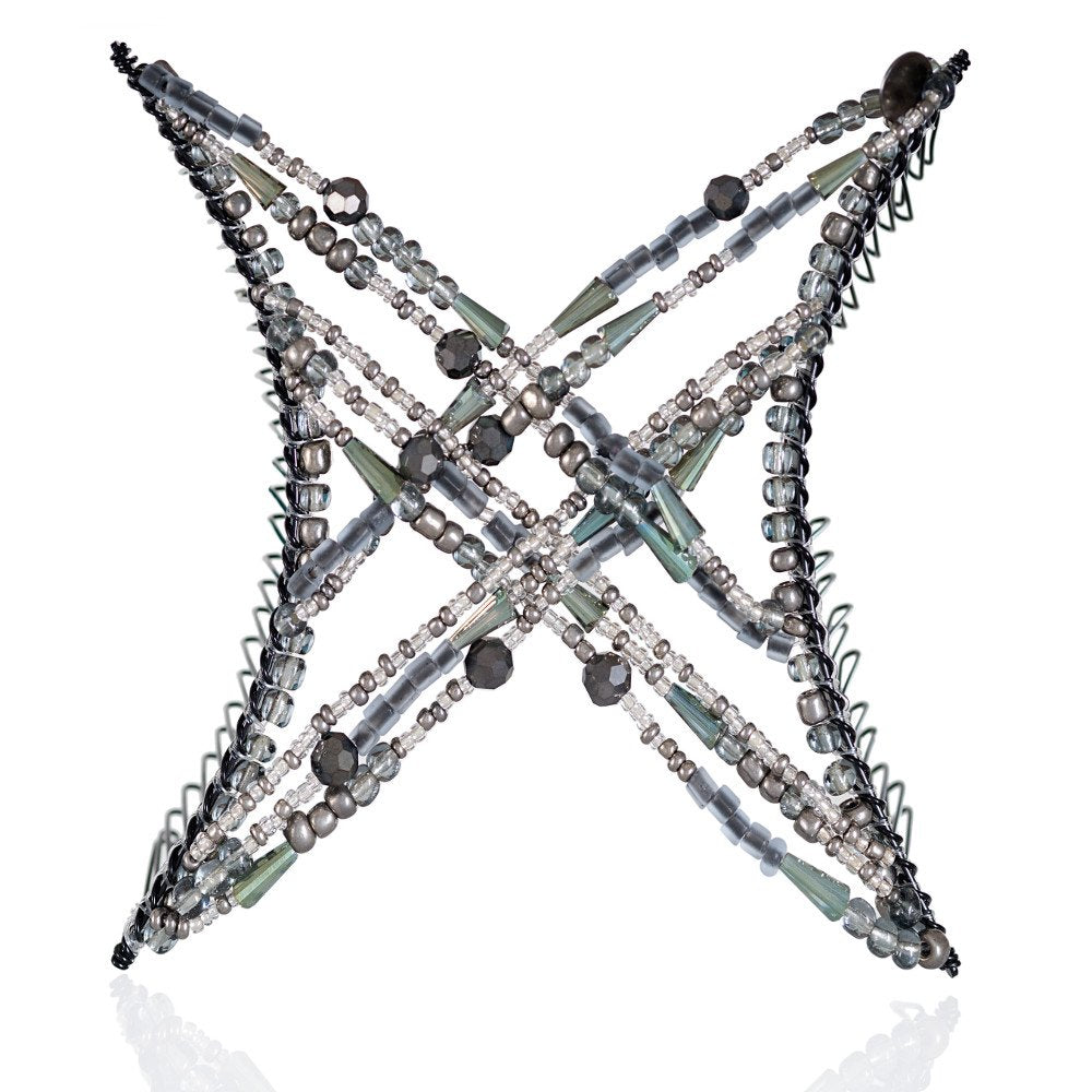 Original Non-Slip Hair Clip for Thick, Wavy, Naturally Curly Hair - Put Your Hair Up in Seconds with No Damage, Creases, or Pain - Comfy UpDo, Ponytail, French Twist, Bun (Large, Silver Shimmering Be