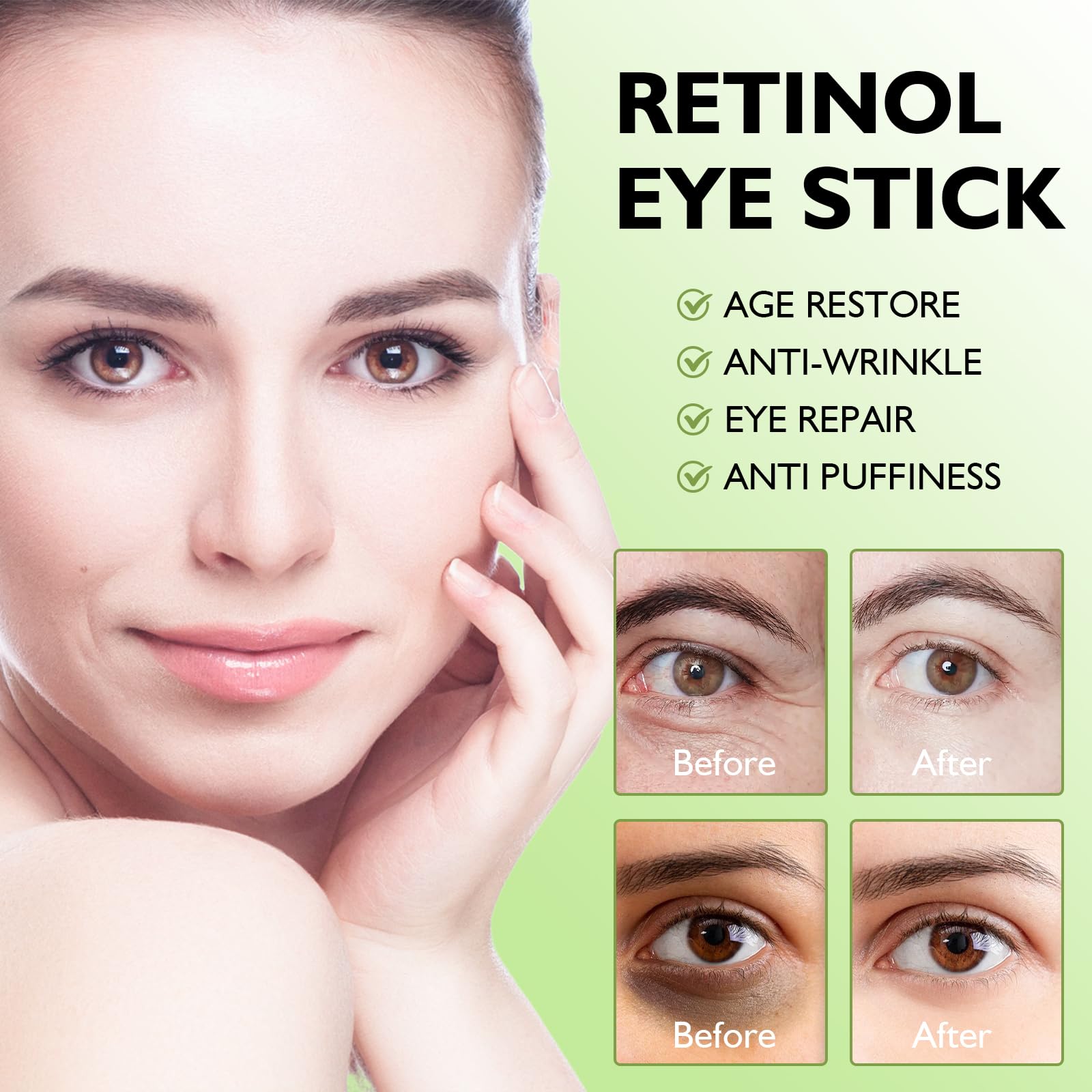 Retinol Eye Stick Retinol Eye Cream Brightening Eye Balm Reduces Fine Lines and Dark Circles Visible Results Anti-Wrinkle Hydrating Eye Stick in 3-4 Weeks