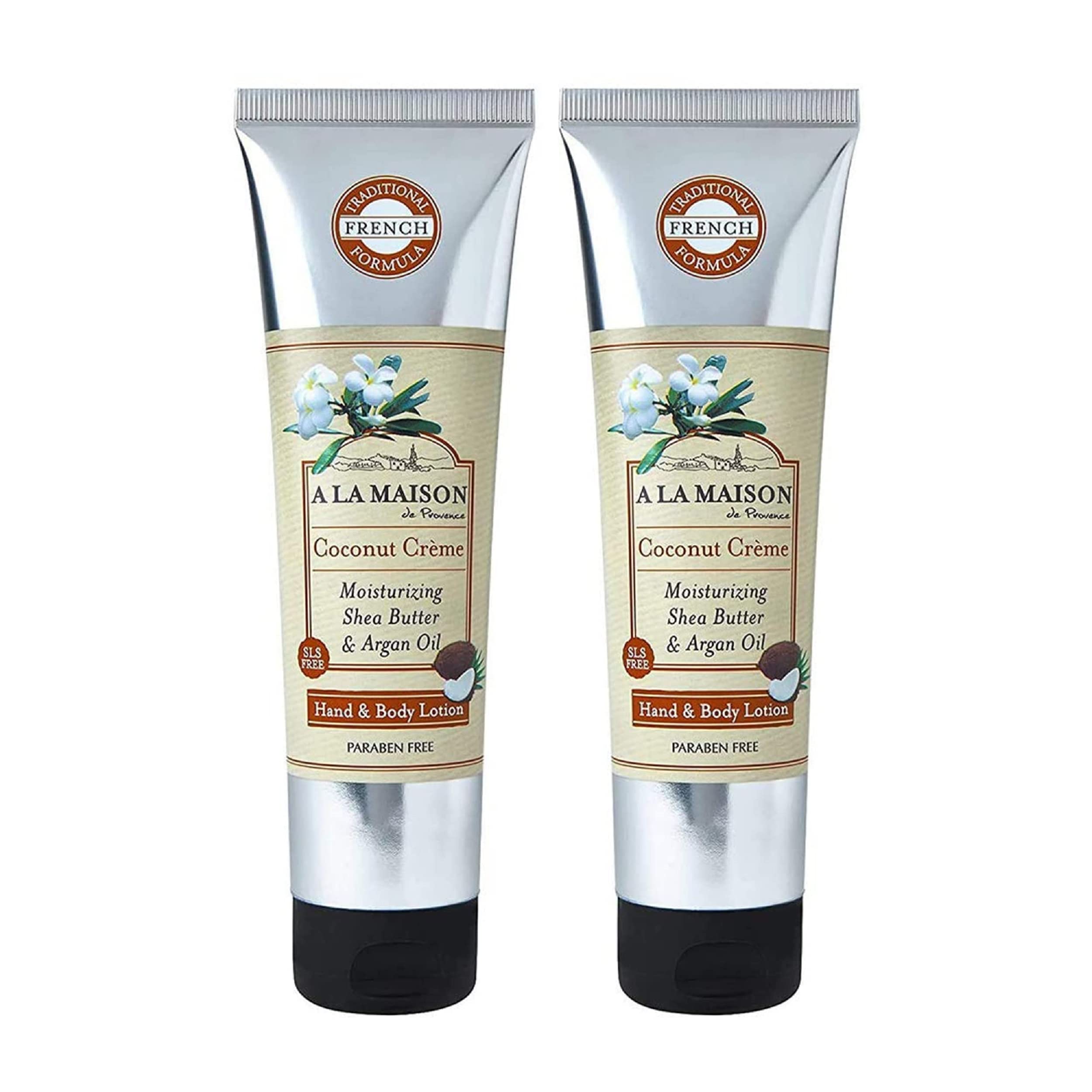 A LA MAISON Moisturizing Lotion, Coconut Creme - Uses: Hand and Body, Argan Oil, Pure Shea Butter, Essential Oils, Plant Based, Cruelty-Free, SLS and Paraben Free