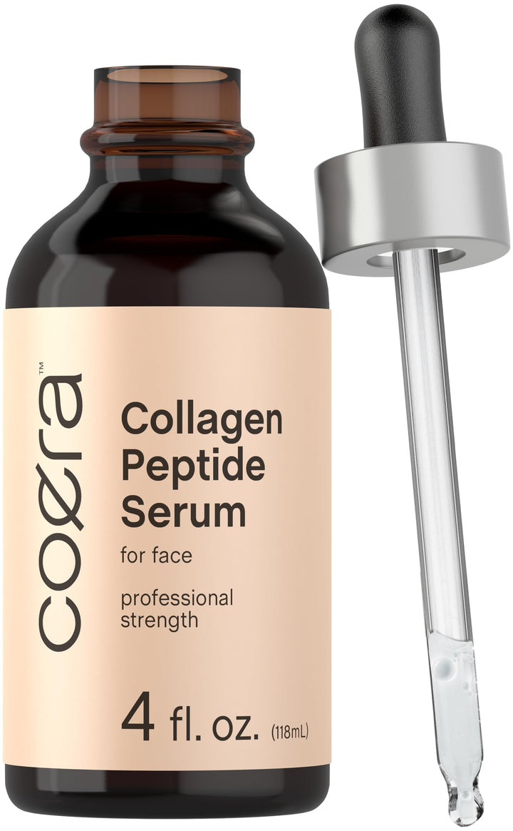 Coera Collagen Peptide Serum for Face | 4 fl oz | with Verisol | Professional Strength Formula for Women | Free of Parabens, SLS, & Fragrances | Packaging May Vary