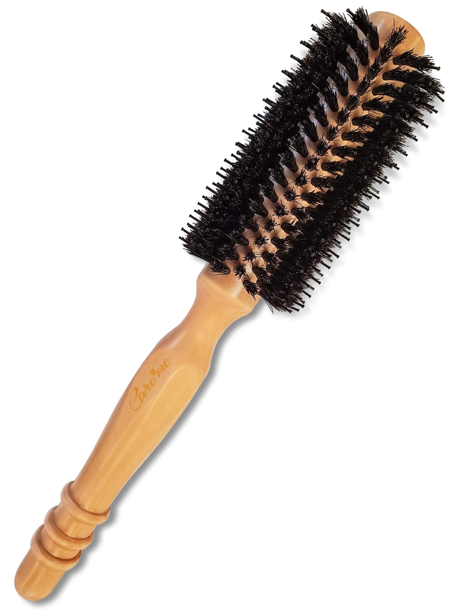 Boar Bristle Wood Round Brush for Women Blow-drying | Curling Bangs or Short Hair for Salon-Like Blowouts, Small Round Hair Brush with 1 Diameter Roller, 2 Including Bristles