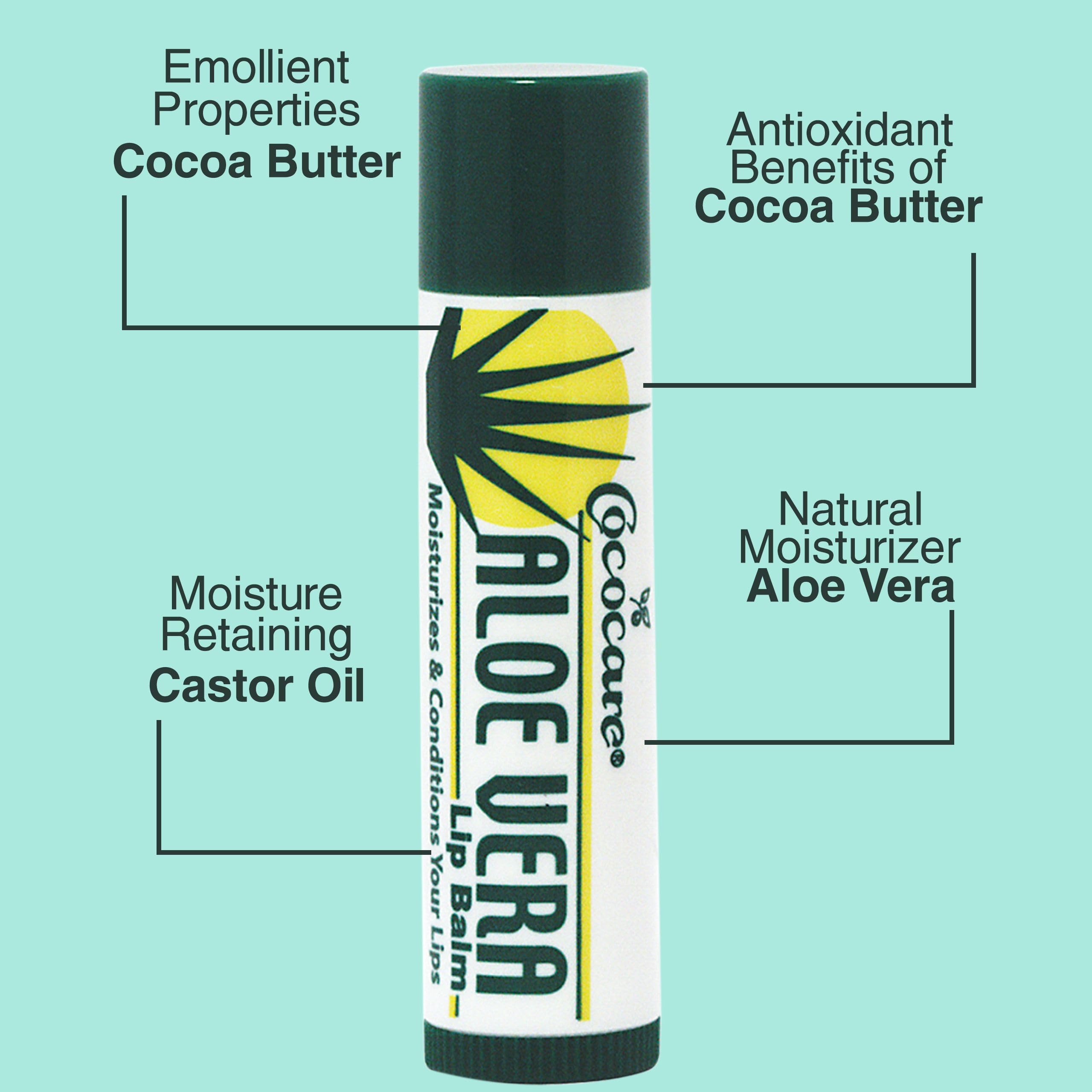 Cococare Aloe Vera Lip Balm 0.15 Oz - Lip Balm for Chapped Lips - 2 Pack