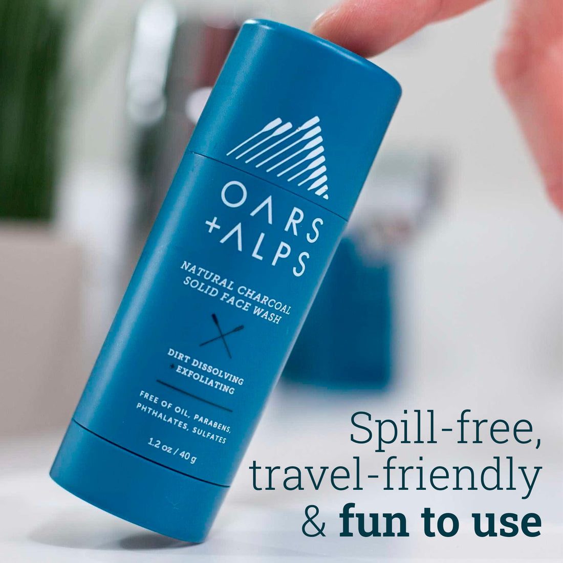 Oars + Alps Natural Face Wash with Activated Charcoal, Exfoliating Facial Cleanser Fights Blackheads and Acne, Travel Size, Vegan and Gluten Free, 1.4 Oz