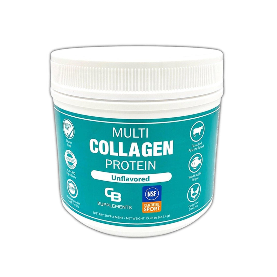 CB Supplements NSF Certified for Sport Multi Collagen Protein Powder Bone, Skin, Hair, and Joint Support | Hydrolyzed Collagen Supplements (58 Servings (Pack of 1), Unflavored)