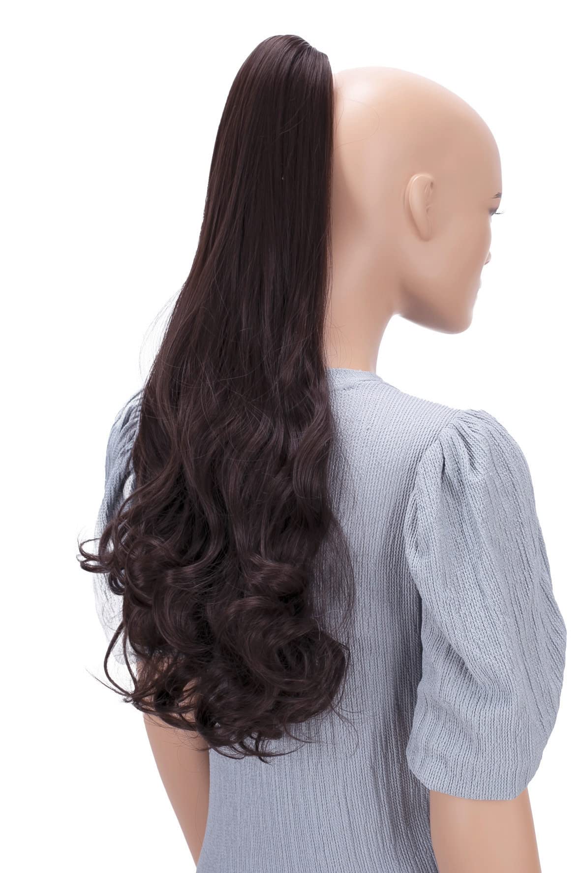 chocolate brown #4a H50 : PRETTYSHOP 24 Hair Piece Pony Tail Extension Very Long & Voluminous Curly Or Wavy Heat-Resisting H50