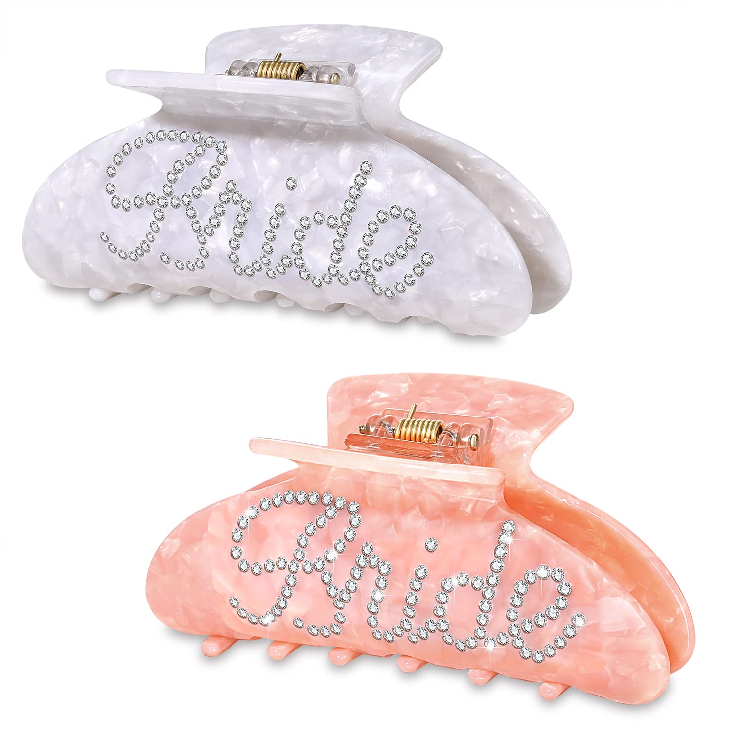 Bride Hair Claw Clips, Acrylic Wedding Hair Clip for Bride, Nonslip Large Claw Clips Bachelorette Party Decorations Wedding Bridal Shower Gifts (2PCS Bride)