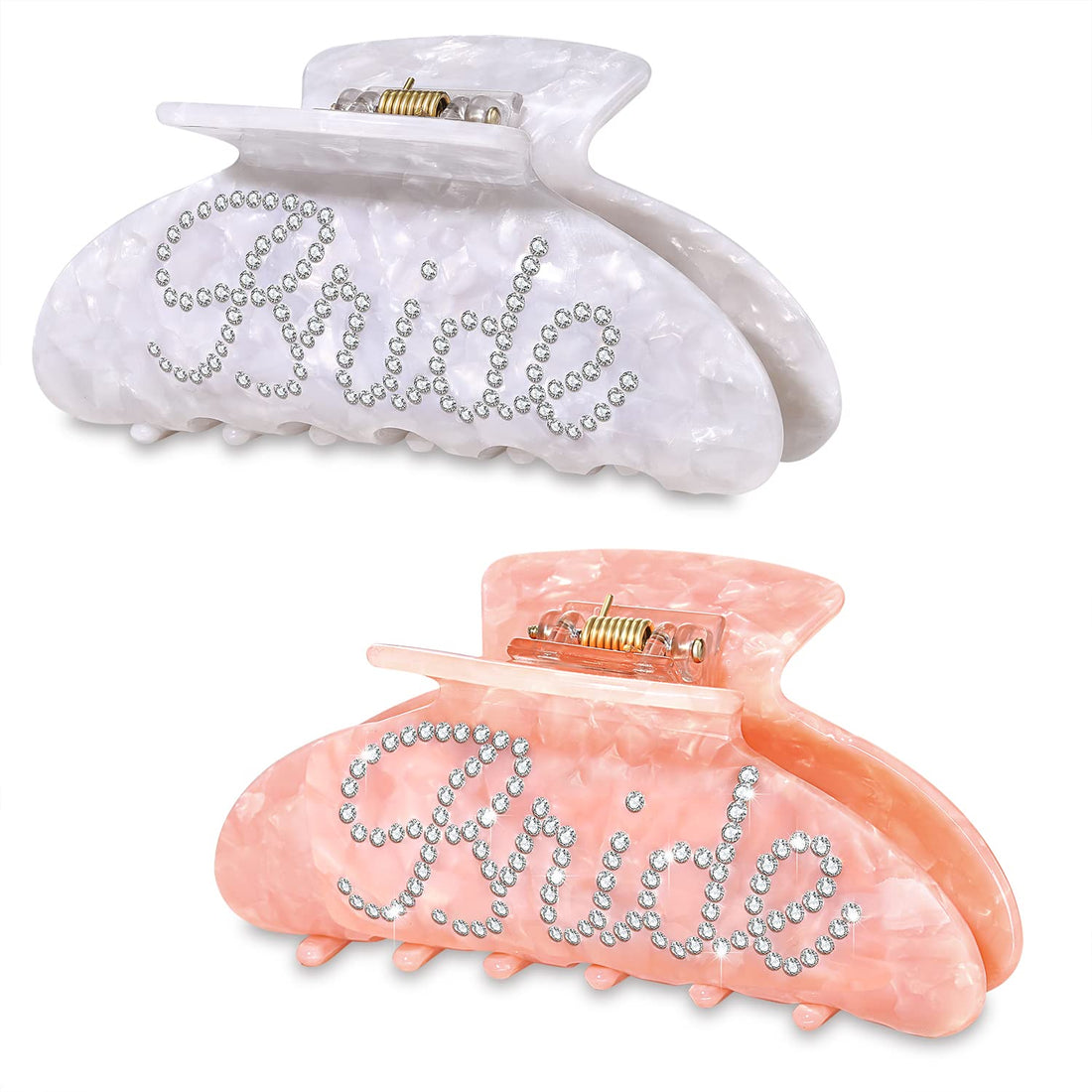 Bride Hair Claw Clips, Acrylic Wedding Hair Clip for Bride, Nonslip Large Claw Clips Bachelorette Party Decorations Wedding Bridal Shower Gifts (2PCS Bride)