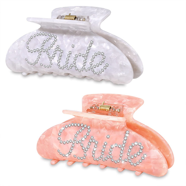 Bride Hair Claw Clips, Acrylic Wedding Hair Clip for Bride, Nonslip Large Claw Clips Bachelorette Party Decorations Wedding Bridal Shower Gifts (2PCS Bride)