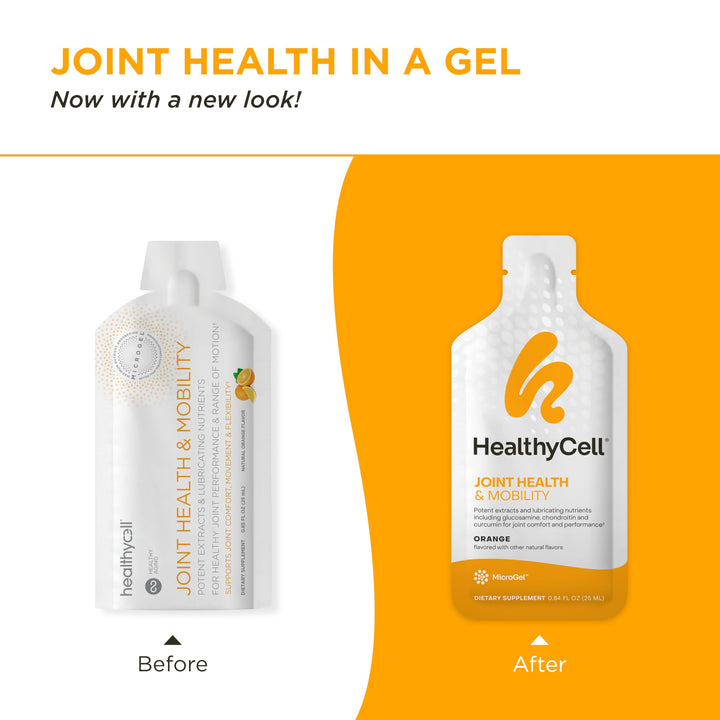 Healthycell Joint Relief & Mobility, Supports Healthy Inflammation Response, Joint Lubrication, Extra Strength Ache & Stiffness Relief with Curcumin, Glucosamine, Chondroitin, MICROGEL (30 Gel Packs)