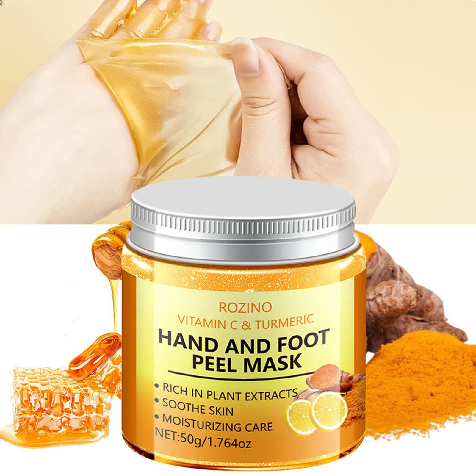 Vitamin C & Turmeric Hand and Foot Peel Mask, Hydrating Peel Off Hand Wax Mask Nourishing Exfoliating Repair Dry Rough Cracked Skin Hands Care, Exfoliating Hand Peeling Mask for Men & Women