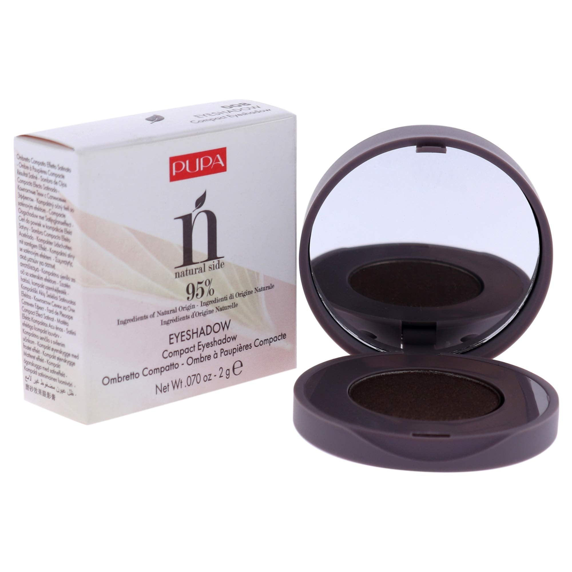 PUPA Milano Natural Side Compact Eyeshadow - 008 Chocolate Brown for Women - 0.07 oz Eye Shadow (I0111811)
