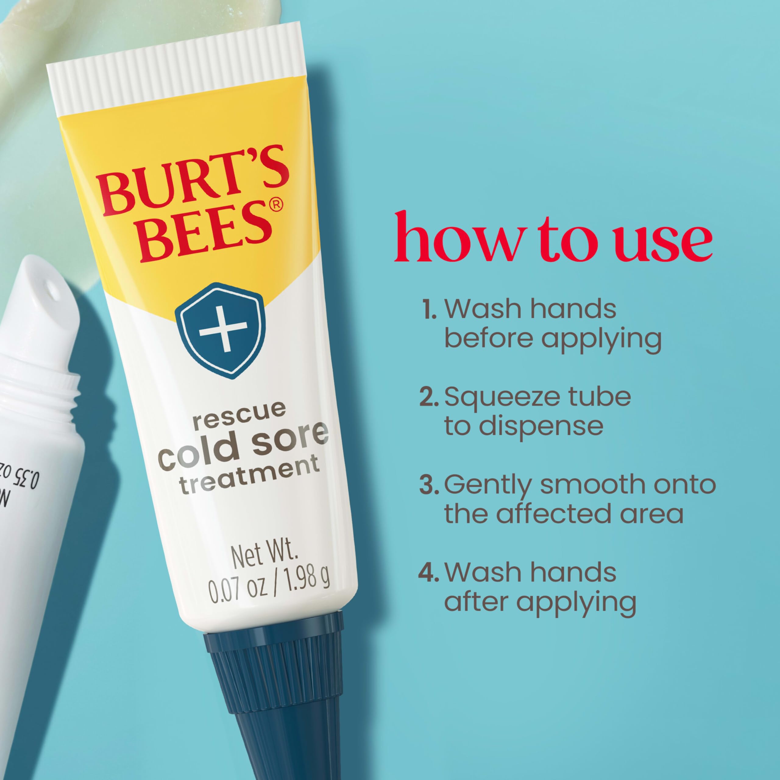 Burt's Bees Cold Sore Treatment and Medicated Lip Balm, College Back to School Dorm Essentials, With Menthol and Eucalyptus Oil, Natural Origin Skincare, 2 Tubes, 0.07 oz./0.15 oz.