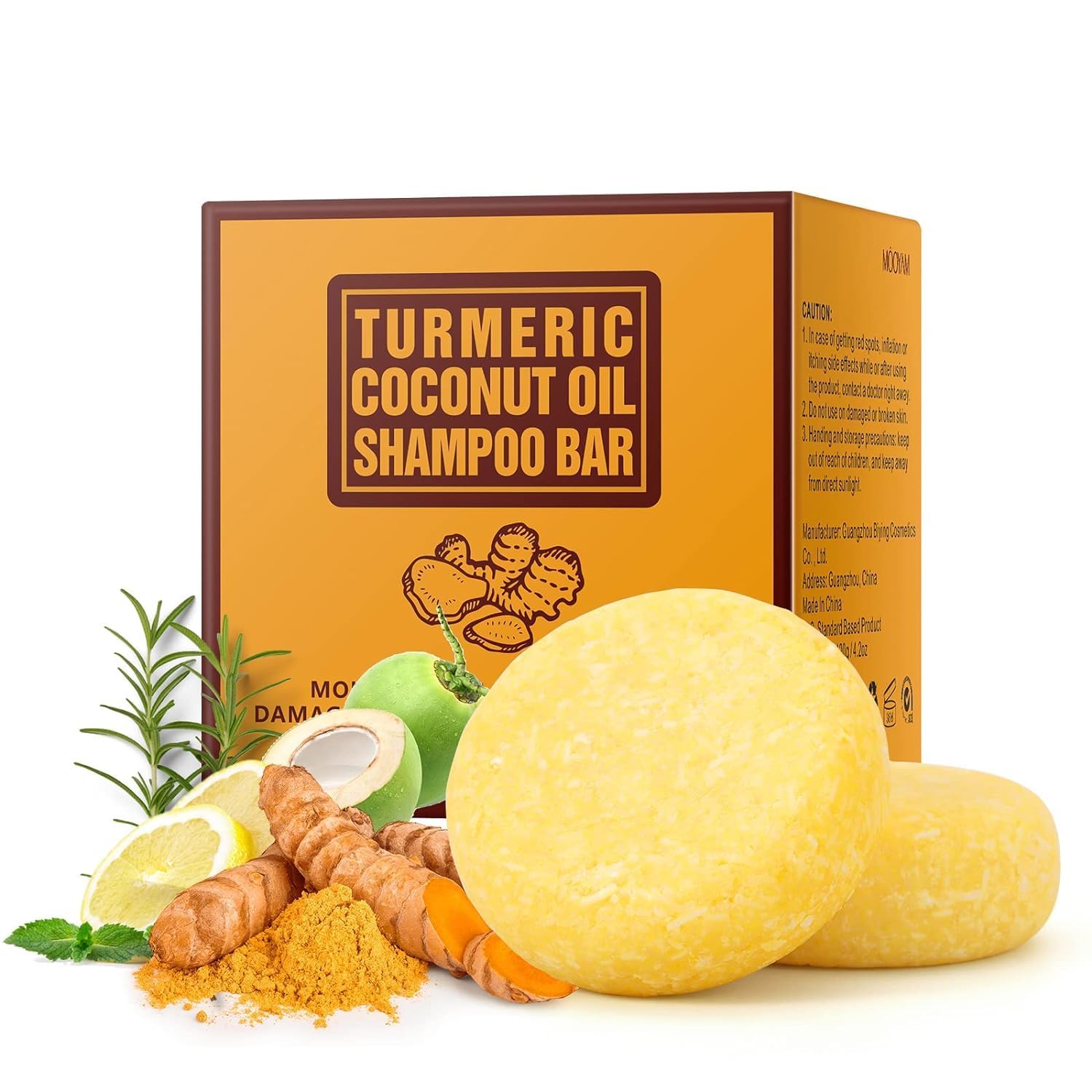 Ginger Shampoo Bar 2 Pack, Turmeric Soap Shampoo Bars for Strengthening Weak or Damaged Hair, Hair Growth & Regrowth, Anti Hair Loss, Strengthen, Soap Bar for Women, Solid Soap for Travel 4.23oz 120g