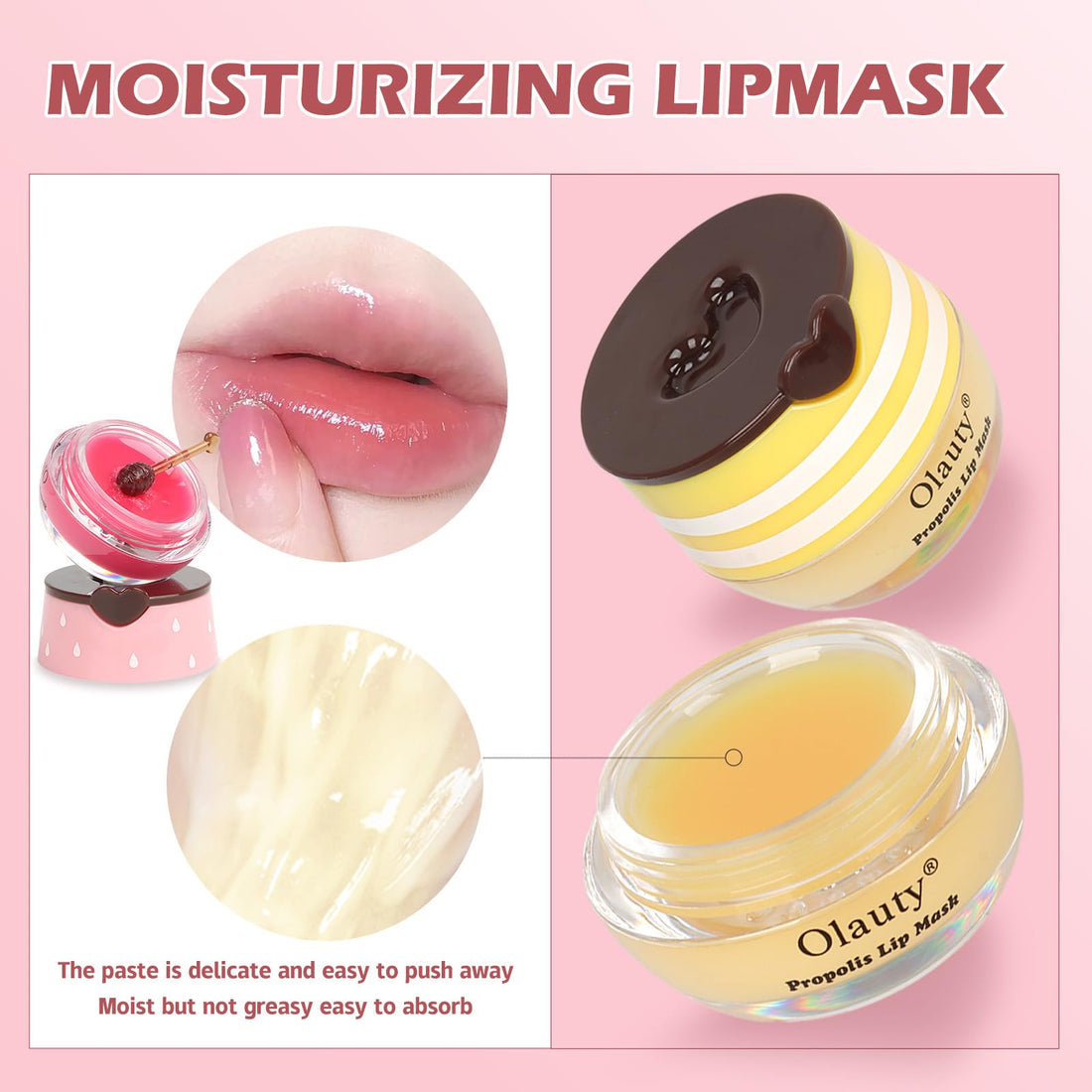 4 Pcs Bee Lip Balm Honey Pot,Strawberry&Watermelon&Honey&Apple Lime Lip Mask Overnight Hydrating Prevention Dry and Cracked Lip Scrubs Exfoliator Lip Care, Lip Sleeping Mask Reduces Lip Lines