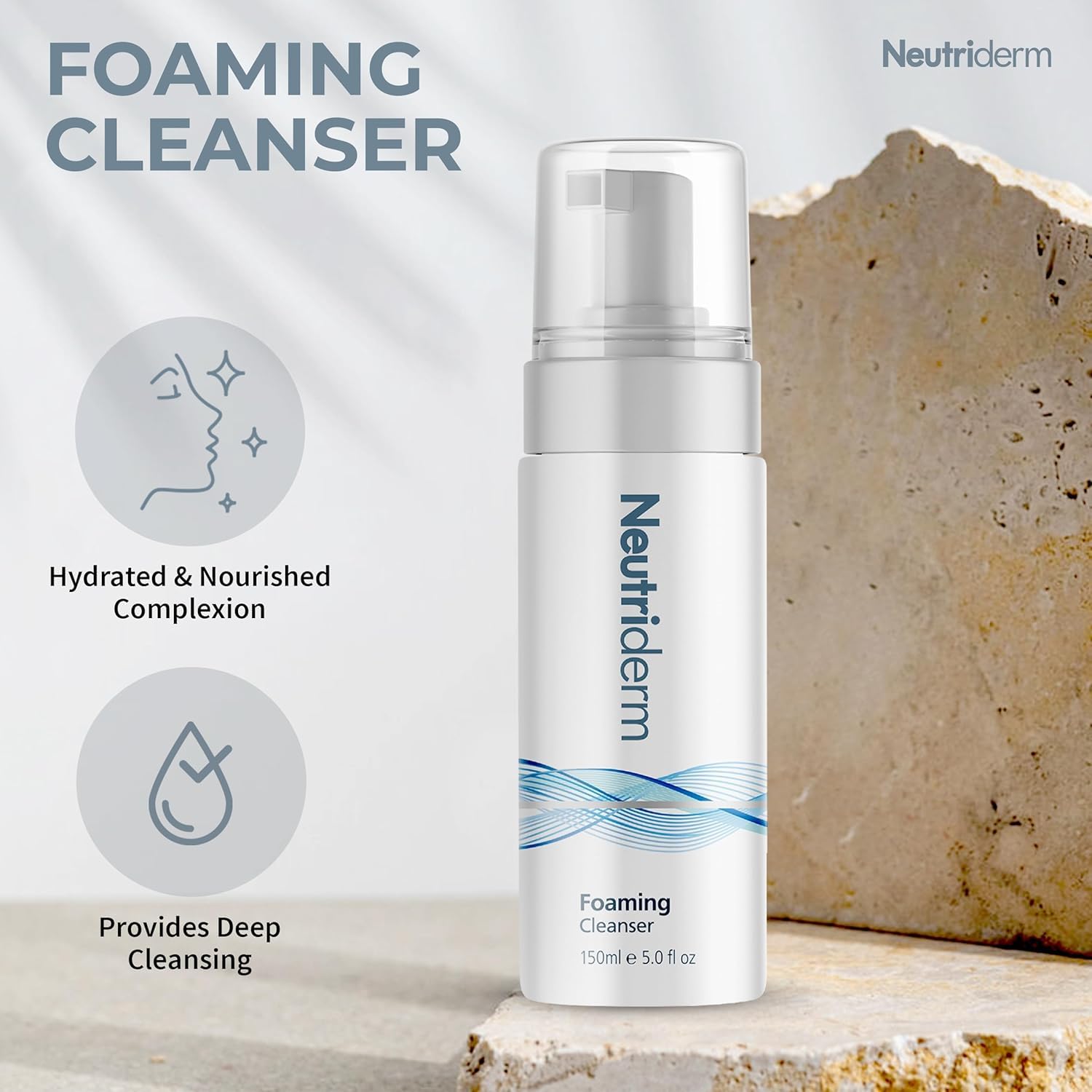 NEUTRIDERM Foaming Cleanser - Hydrating Face Wash with Niacinamide, Panthenol and Vitamin C, Removes Makeup, Deep Cleans Pores, Gently Brightens and Refreshes for All Skin Types, 150ml / 5 fl oz
