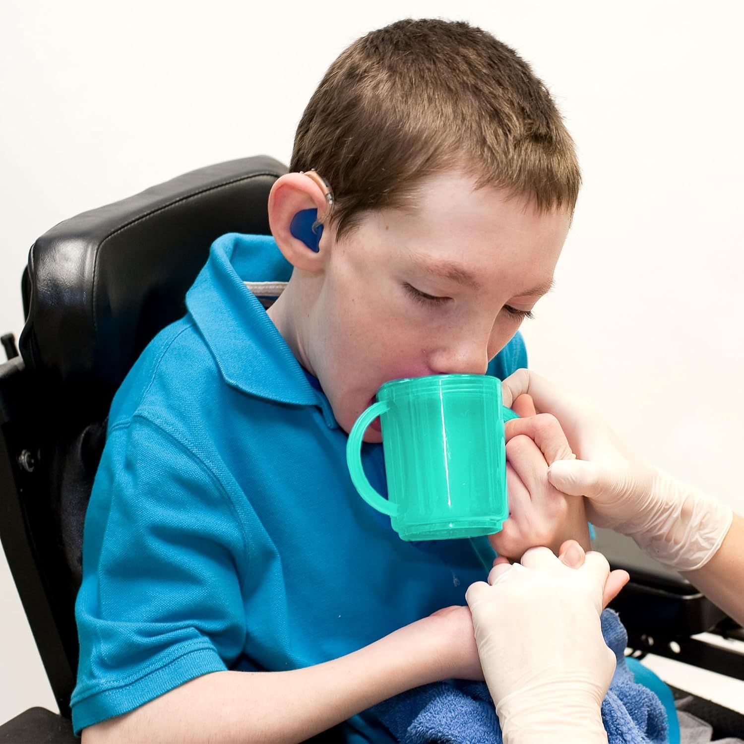 TalkTools Recessed Lid Cup with Handles - 2 Lids - Green