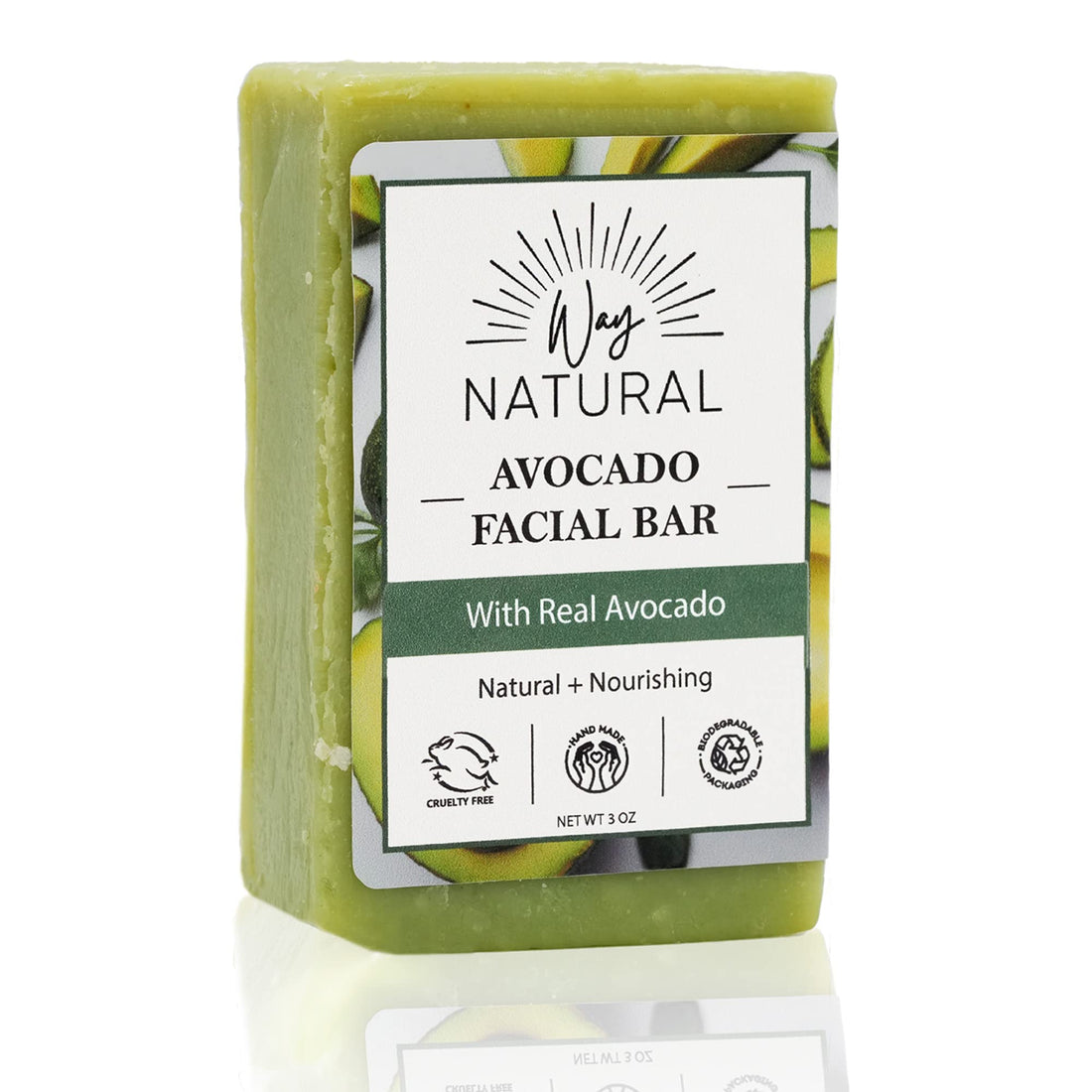 Way Natural Avocado Goat Milk Soap Bar - Unscented, Facial Natural Bar Soap for Men & Women - Handmade w/Real Milk - Face Wash/Hands/Body, Gently Exfoliating - Premium, No Dyes (3oz)
