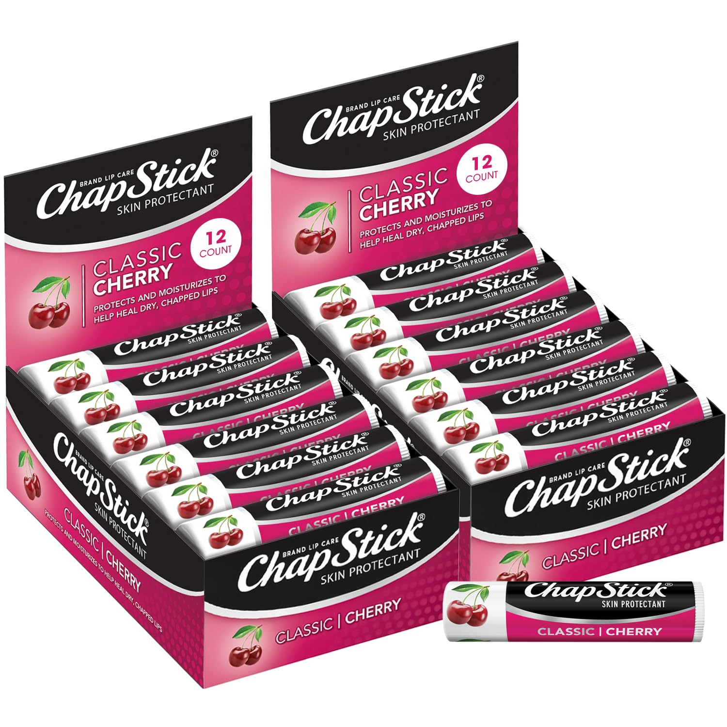 Chapstick Classic Lip Balm Spf 4, Cherry, 0.15-Ounce Sticks (Pack Of 24)