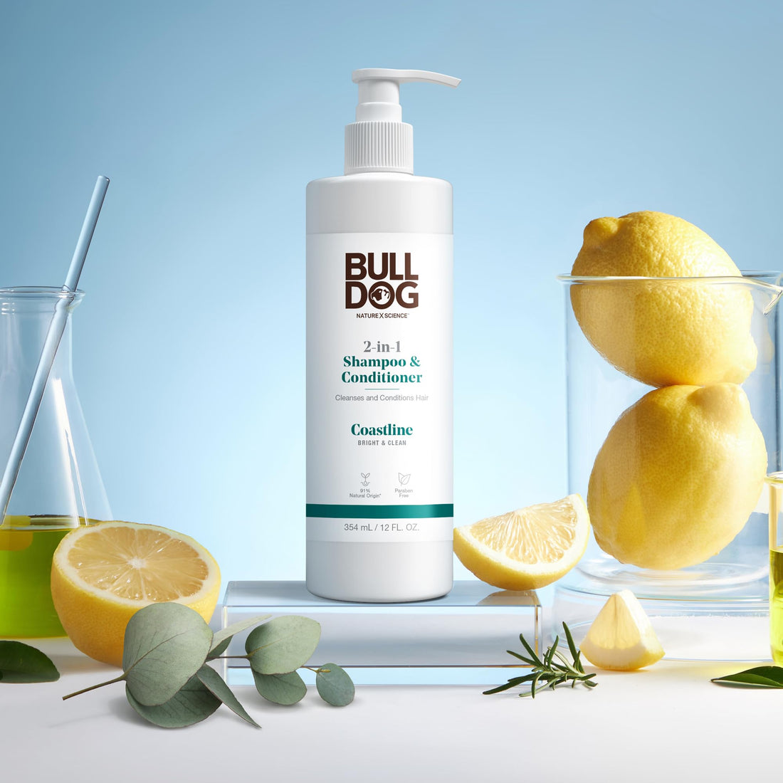 Bulldog Mens Skincare and Grooming 2-in-1 Shampoo and Conditioner, Coastline, 12 Fluid Ounces