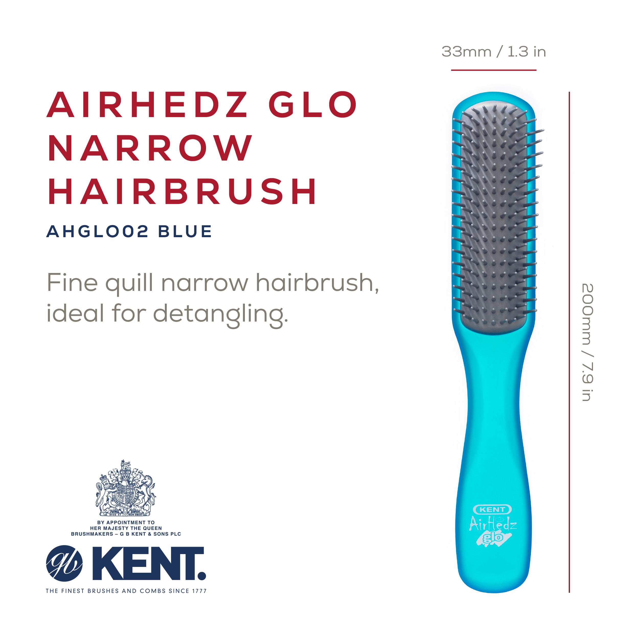 Kent AirHedz Glo Flat 9 Row Brush Aqua Blue