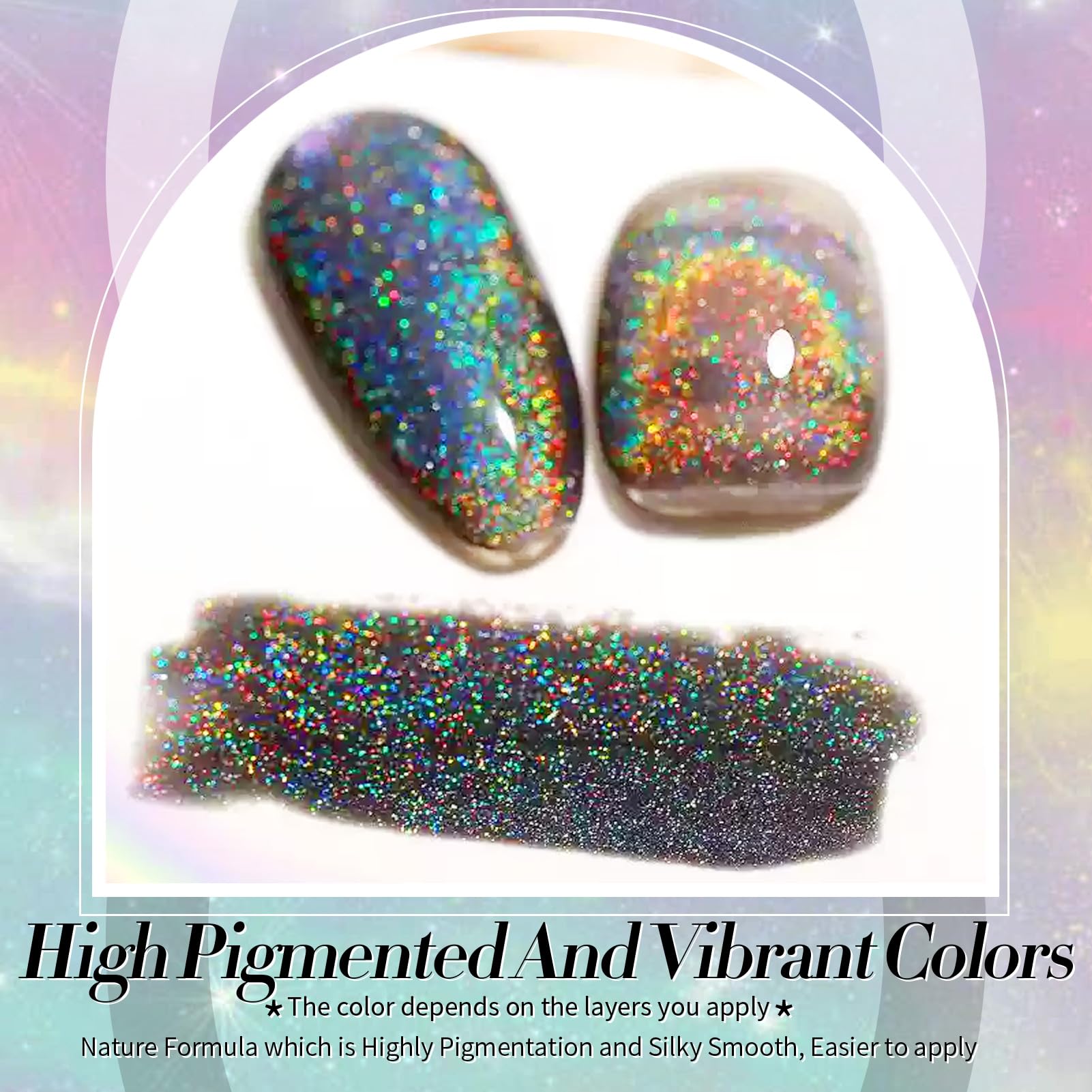 Born Pretty Cat Magnetic Eye Gel Nail Polish Holographic Rainbow Cat Magnetic Gel, Black Glitter Magnetic Soak Off U v Nail Gel Diy Art for Girls Women 15ML