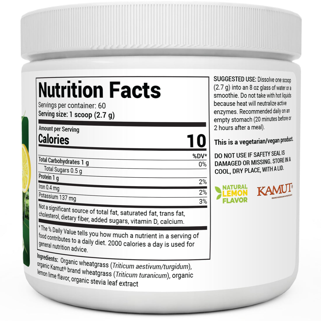 Dr. Berg USDA Certified Organic Green Powder Superfood (60 Servings) - Made with Raw Wheatgrass Powder, Chlorophyll, Trace Minerals & Natural Enzymes - Non-GMO Green Superfood Powder - Lemon Flavor