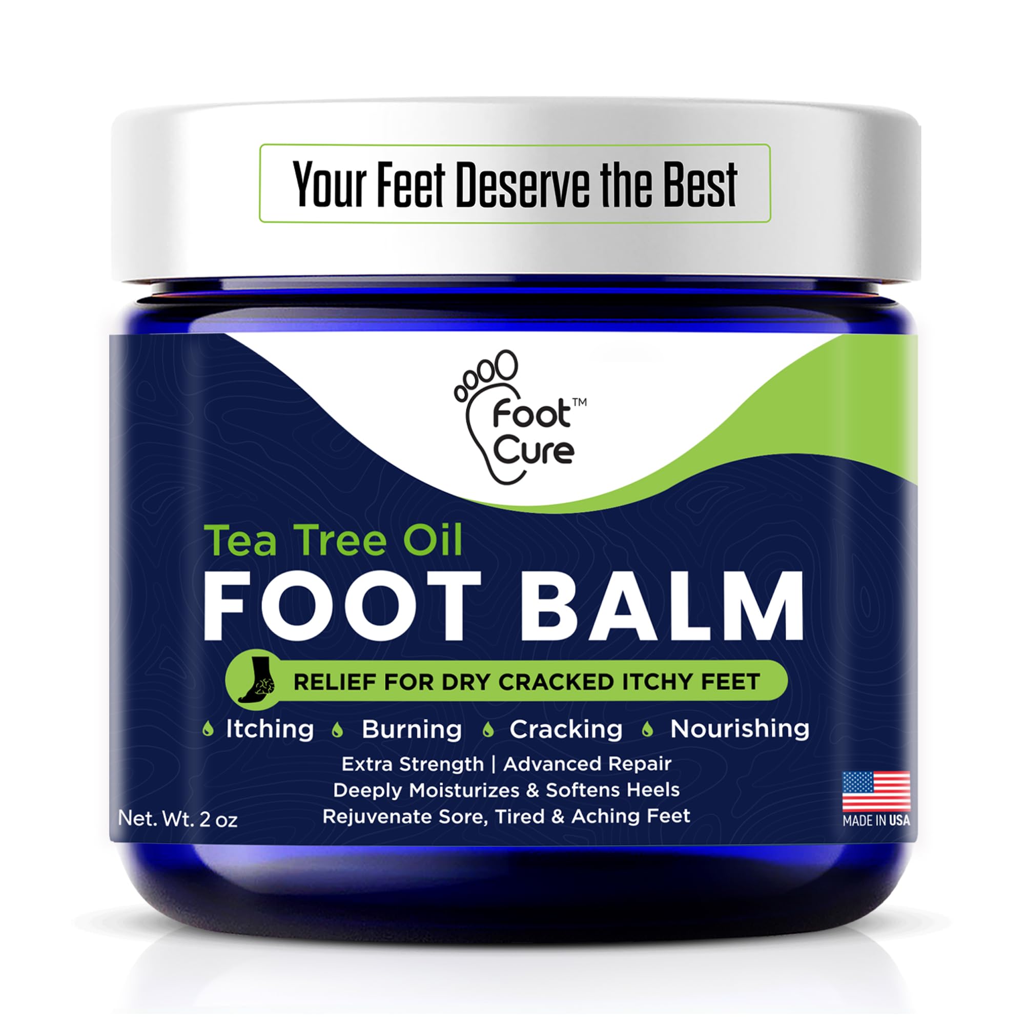 Tea Tree Oil Balm – Moisturizer for Dry Cracked Feet – Instantly Hydrates & Soothes Irritated Skin & Athlete's Foot – Best Care for Women and Men – Made in USA