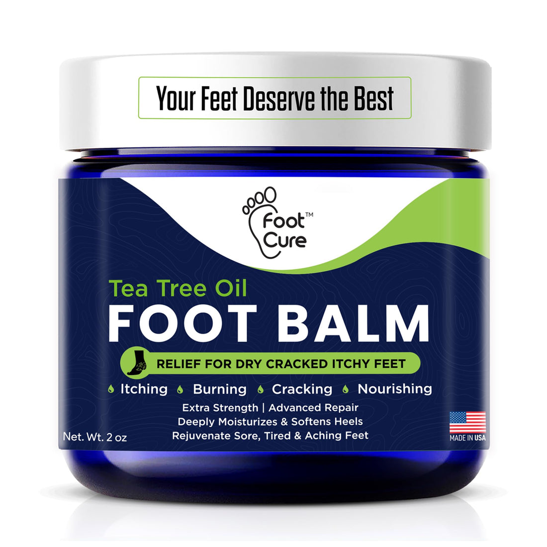 Tea Tree Oil Balm – Moisturizer for Dry Cracked Feet – Instantly Hydrates & Soothes Irritated Skin & Athlete's Foot – Best Care for Women and Men – Made in USA