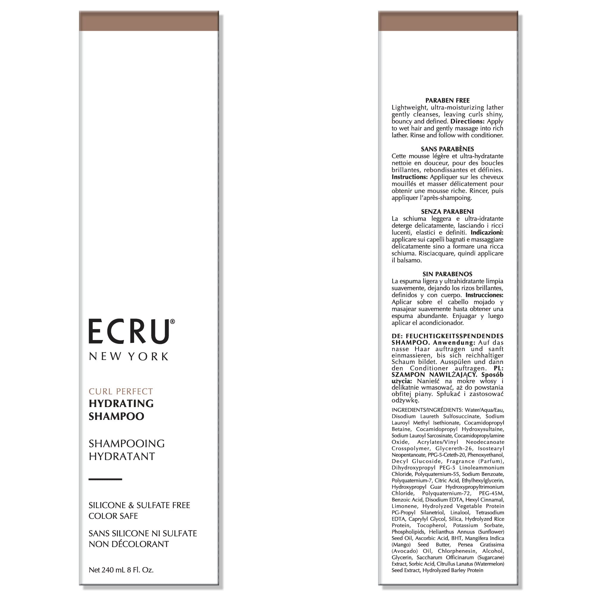 ECRU New York Curl Perfect Hydrating Shampoo, Curly Hair Shampoo for Women or Men, 24oz