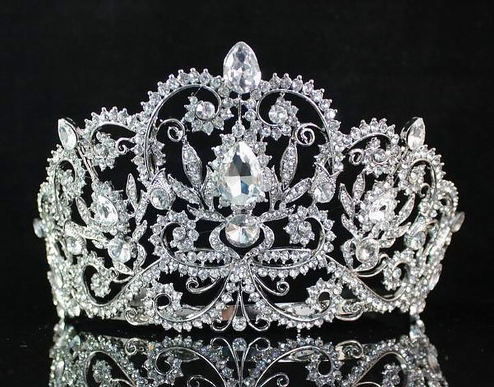 Victorian Clear White Austrian Rhinestone Crystal Tiara Crown With Hair Combs Princess Queen Headband Headpiece Jewelry Beauty Contest Birthday Bridal Prom Pageant Silver T1505 (Clear)