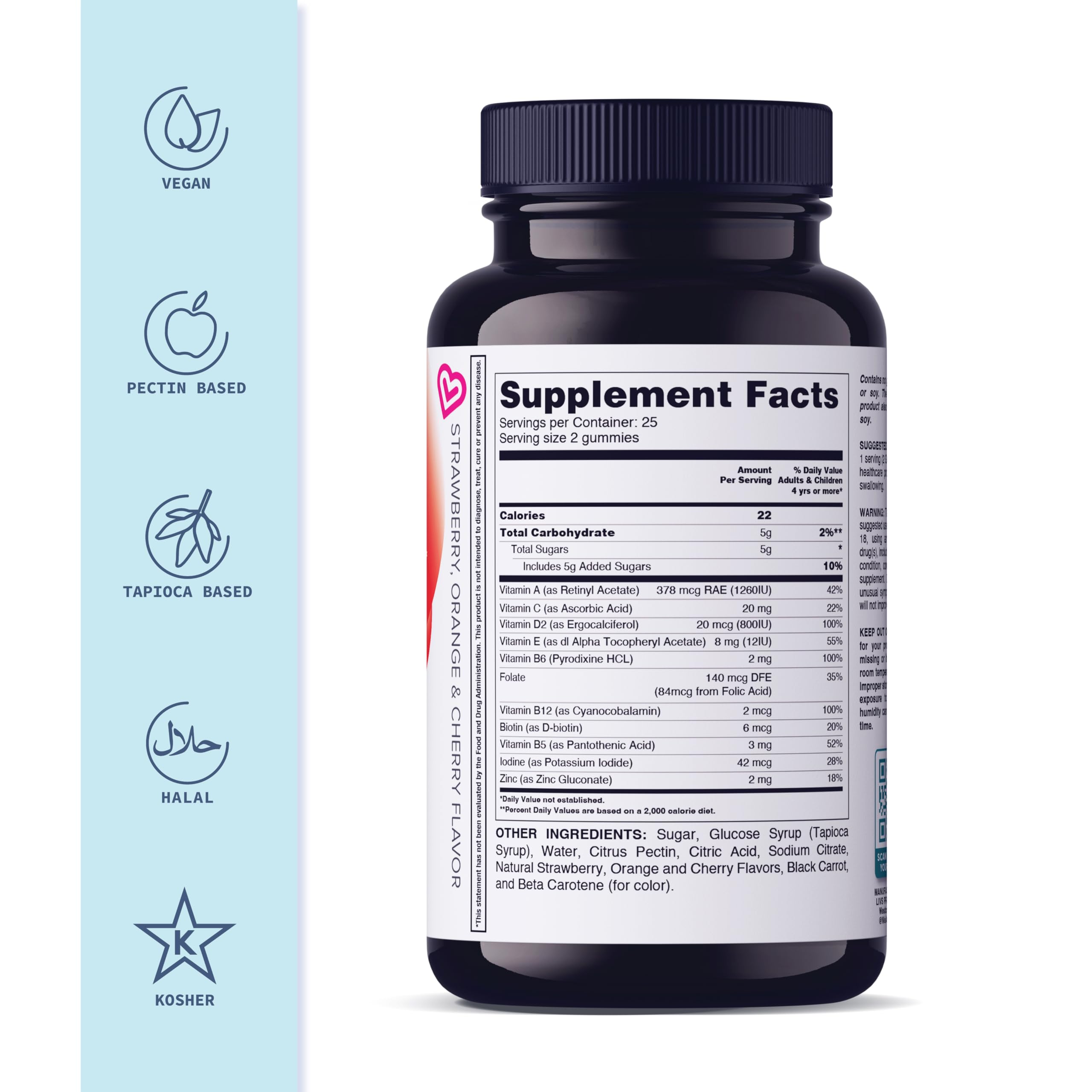 LIVS Children's Multivitamin Gummy Vitamin - Kids Multivitamin Gummies, All-Natural, Gluten-Free, Non-GMO | for Kids - Strawberry, Orange, & Cherry Flavored, 50 Count