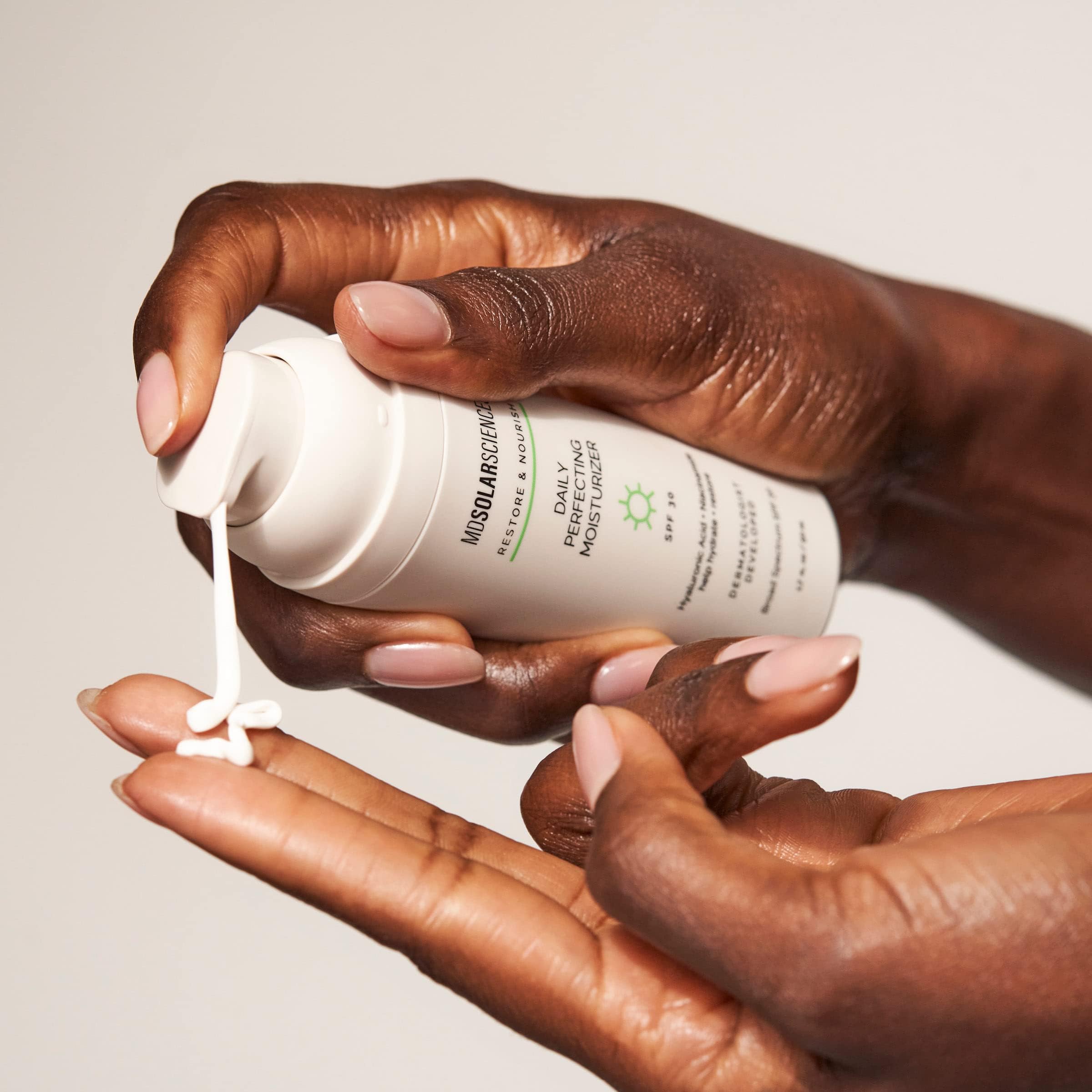 MDSolarSciences Daily Perfecting Moisturizer Sunscreen SPF 30, Face Moisturizer and Sunscreen, Anti-Aging, Broad Spectrum Protection, Paraben-Free, Hydrating Lotion for All Skin Types, 1.7 Fl Oz