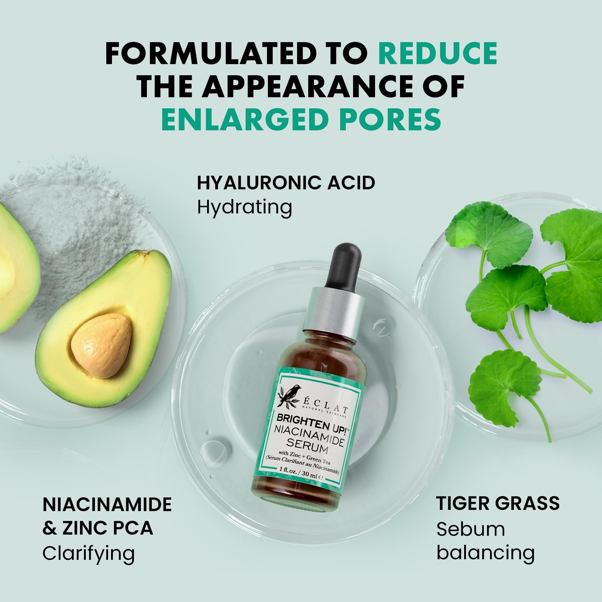 Eclat Skincare Niacinamide Serum - Pore Minimizer for Uneven Complexion - Brightening Niacinamide Serum for Face - Lightening & Moisturizing Skin Care for Dark Spots 1 fl oz