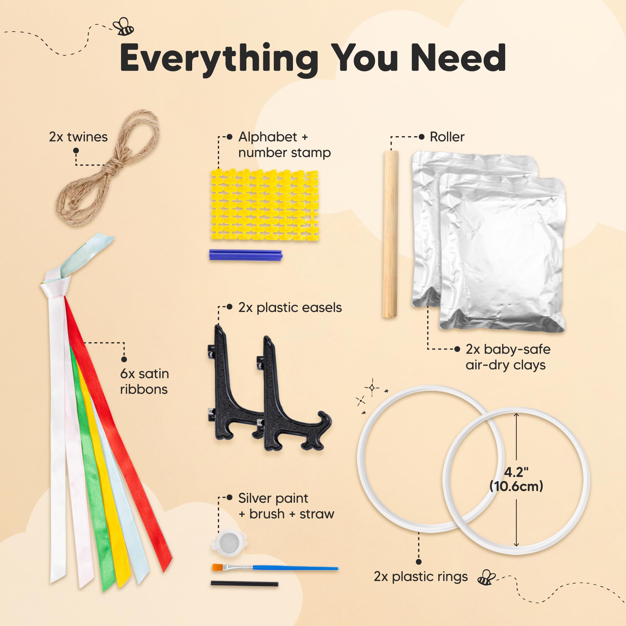 Baby Hand and Footprint Kit Girls, Boys - Personalized Baby Footprint Ornament Kit, Newborn Keepsake Gifts for New Mom, Easy to Use Handprint Makers, Cute Shower & Mother's Day Gifts (Silver Paint)