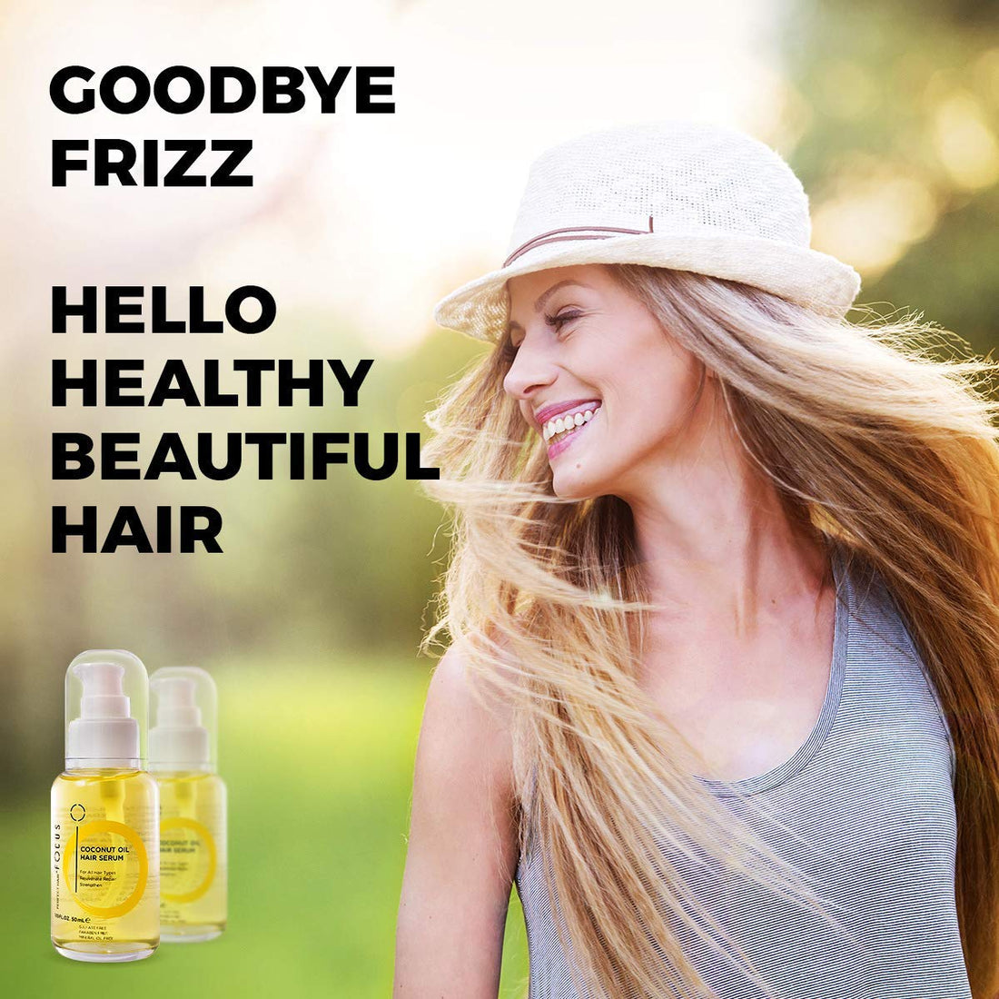 Perfect Hair Focus Coconut Oil Hair Serum - Infused with Raw Virgin Olive Oil, Sweet Almond, Keratin, Aloe and Algae Extract - Rejuvenate, Strengthen and Restore Hair to Natural Beauty - 50ml (1 Pack)