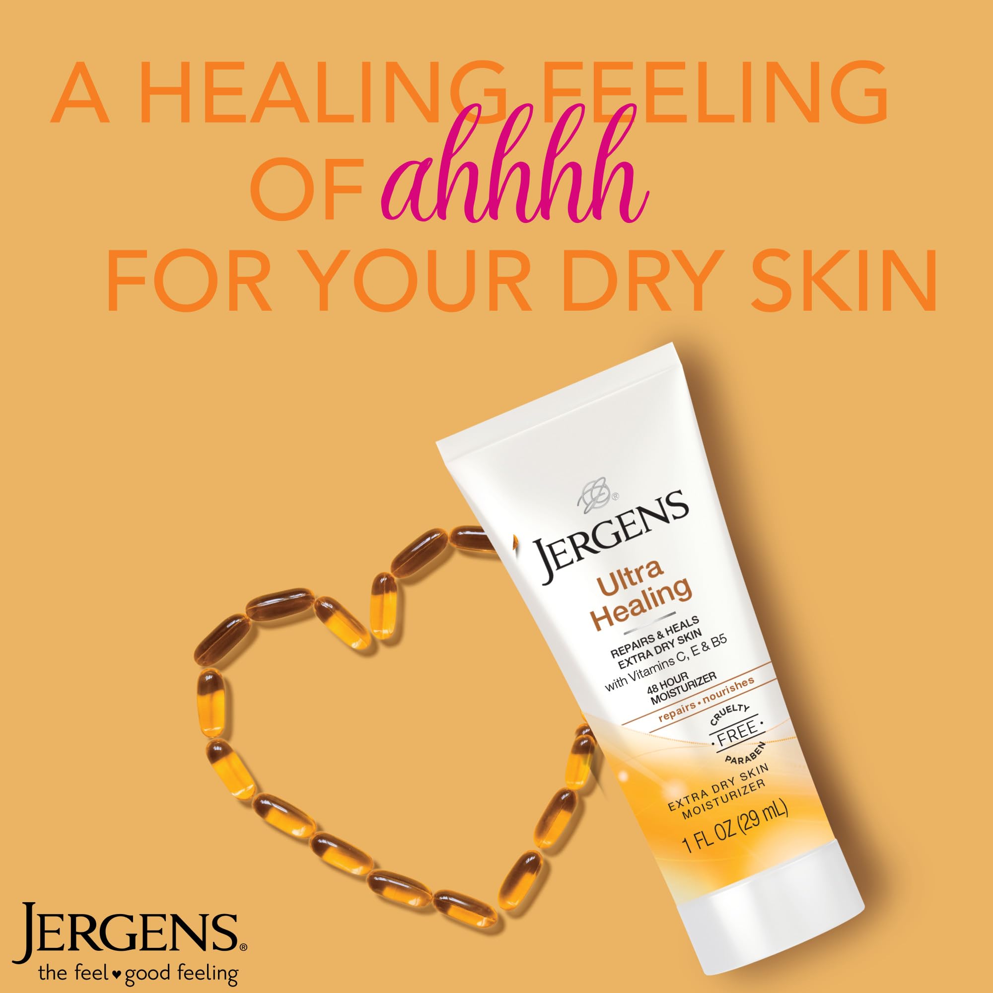 Jergens Ultra Healing Dry Skin Moisturizer, Travel Size Body and Hand Lotion, for Extra Dry Skin, Use After Washing Hands, HYDRALUCENCE blend, Vitamins C, E, B5, 1 Fl Oz (Pack of 24)
