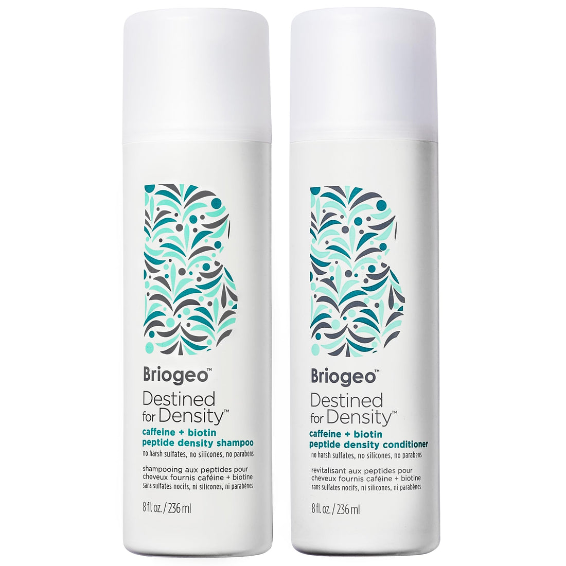 Briogeo Destined For Density Caffeine + Biotin Peptide Density Shampoo and Conditioner Set, Increases Hair Thickness and Density for Fine or Thinning Hair, Vegan, Cruelty-Free, 2 x 8 fl oz