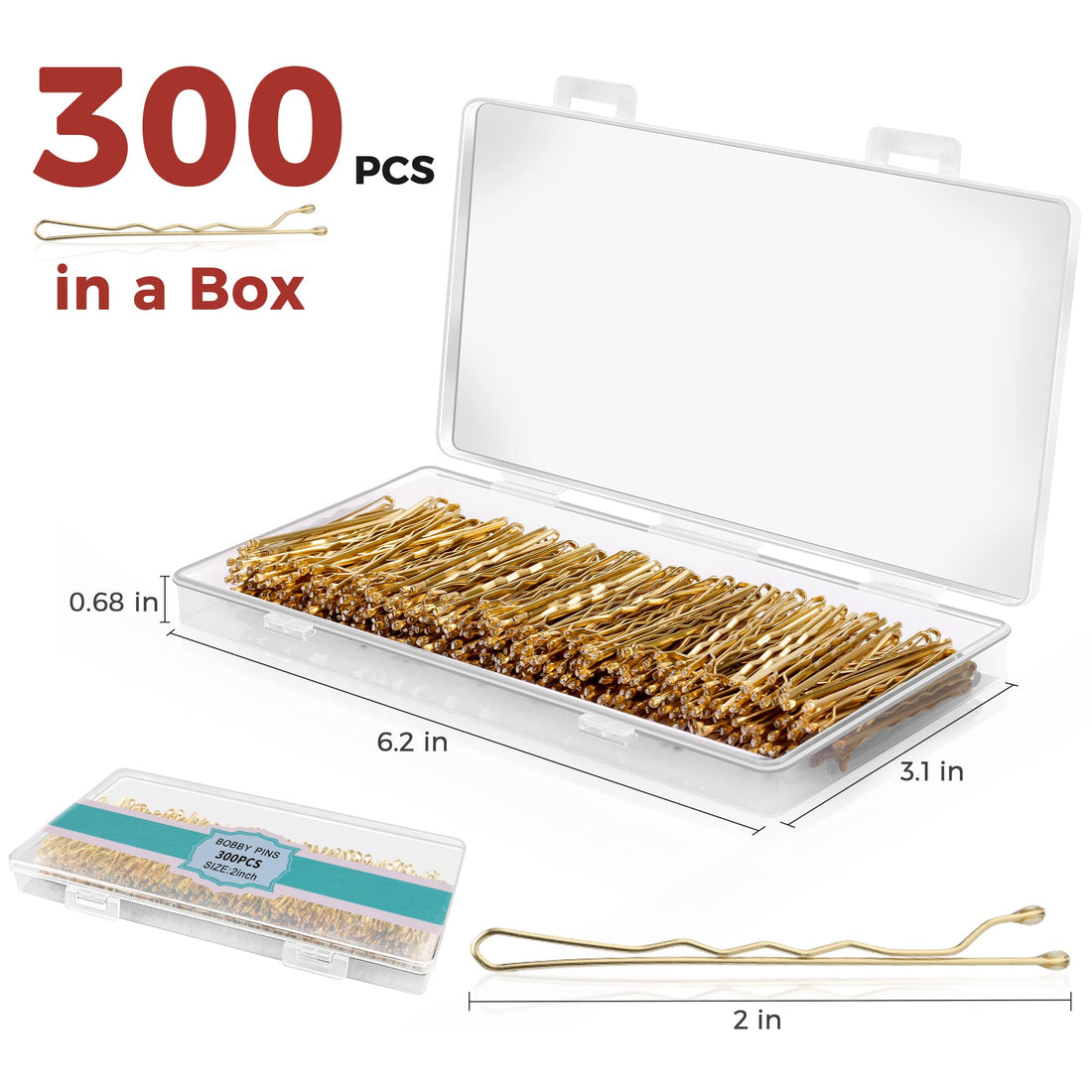 300 Pcs Bobby Pins Blonde, Hair Pins for Women Girls and Kids (Blonde)