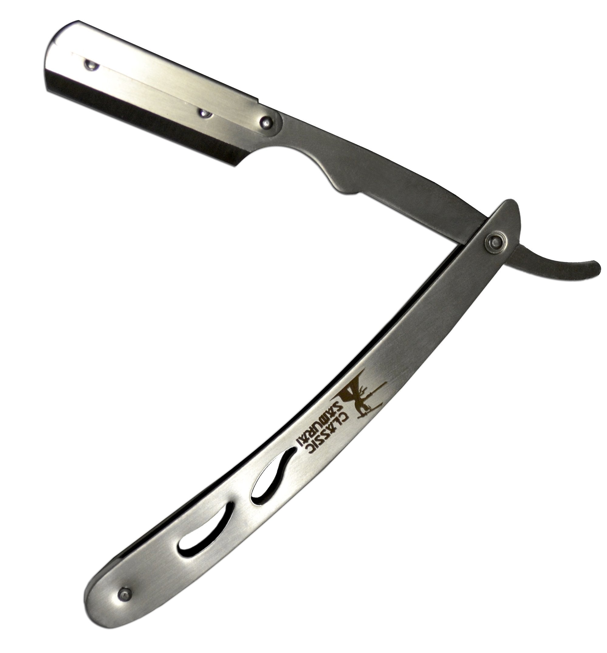 Classic Samurai CS-102 Stainless Steel Professional Barber Straight Edge Razor with 100 Lord Single Edge Razor Blades (Silver Metal)
