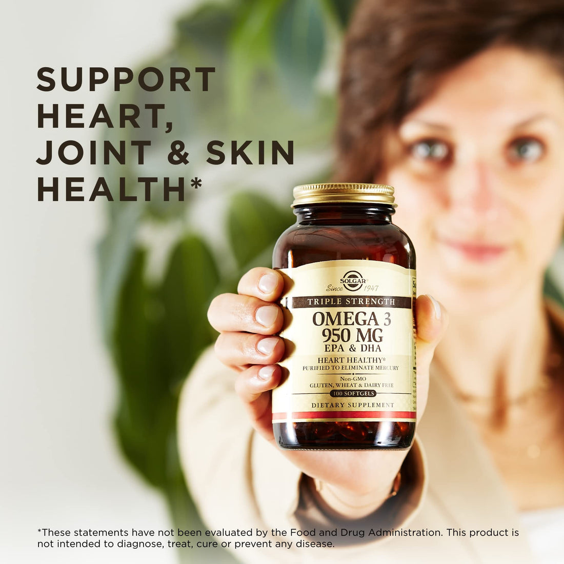 Solgar Triple Strength Omega 3 950 mg - 100 Softgels, Pack of 4 - Supports Joint & Skin Health - Non-GMO, Gluten Free, Dairy Free - 400 Total Servings