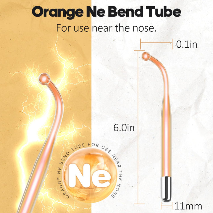 High Frequency Bend Glass Tube Replacement for TUMAKOU High Frequency Facial Wand - Orange Accessory (Bend Tube)