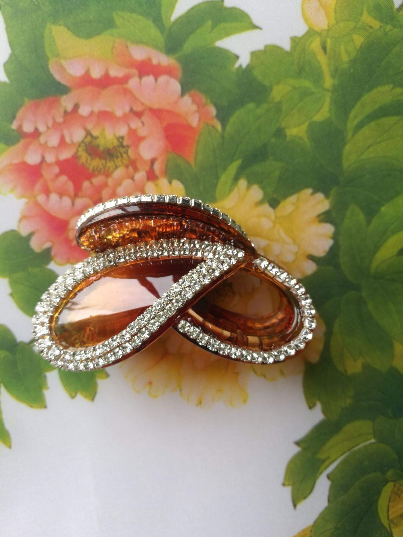 Numblartd Women Simple Exquisite Acrylic Rhinestones Large Fancy Hair Claw Clip - Girls Elegant Butterfly Jaw Clips Hairpin for Thick Hair (Brown)