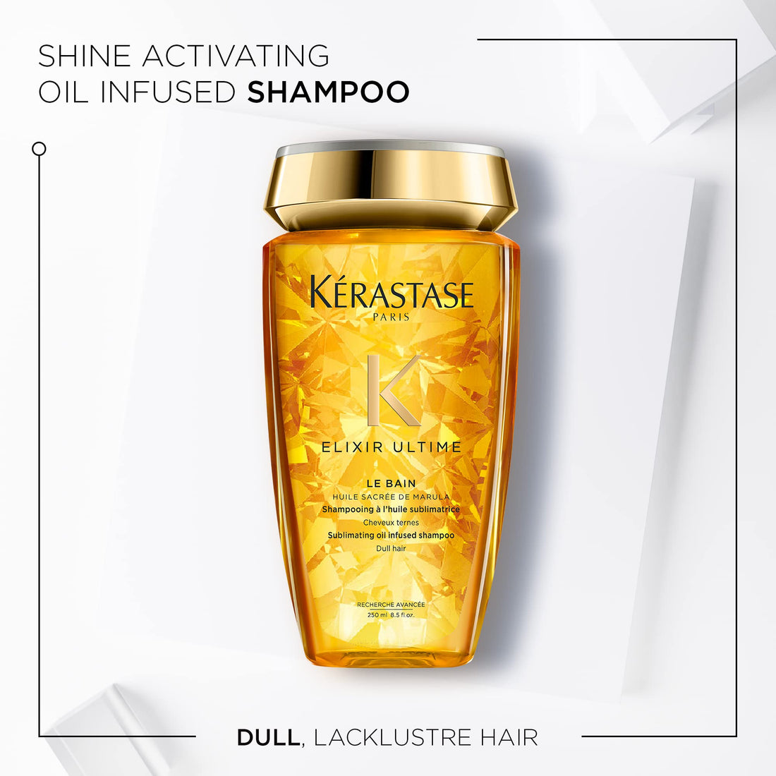 KÉRASTASE Elixir Ultime Oil-infused Shine Shampoo for Dull, Dry Hair, Softens and Restores Shine with Argan Oil, Camellia Oil & Marula Oil, Le Bain 8.5 Fl Oz