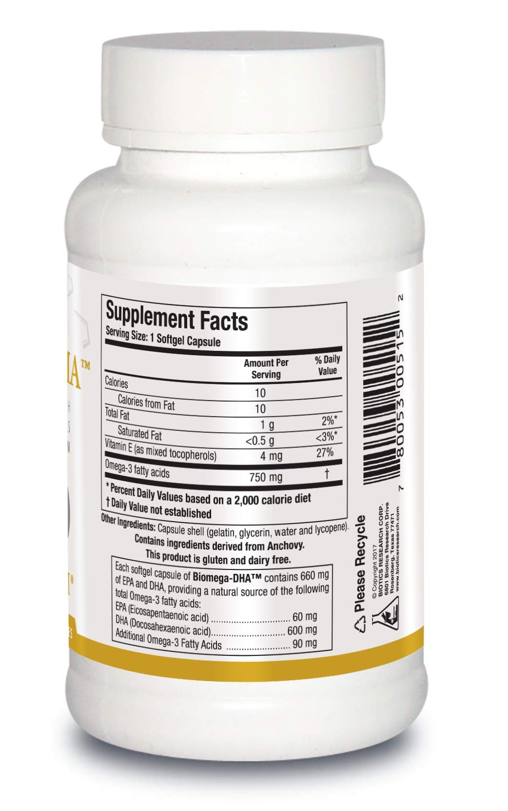 Biotics Research Biomega DHA Fish Oil, 600 mg DHA, Supports Learning and Memory, Fetal Brain Vitamins, 90 Softgels